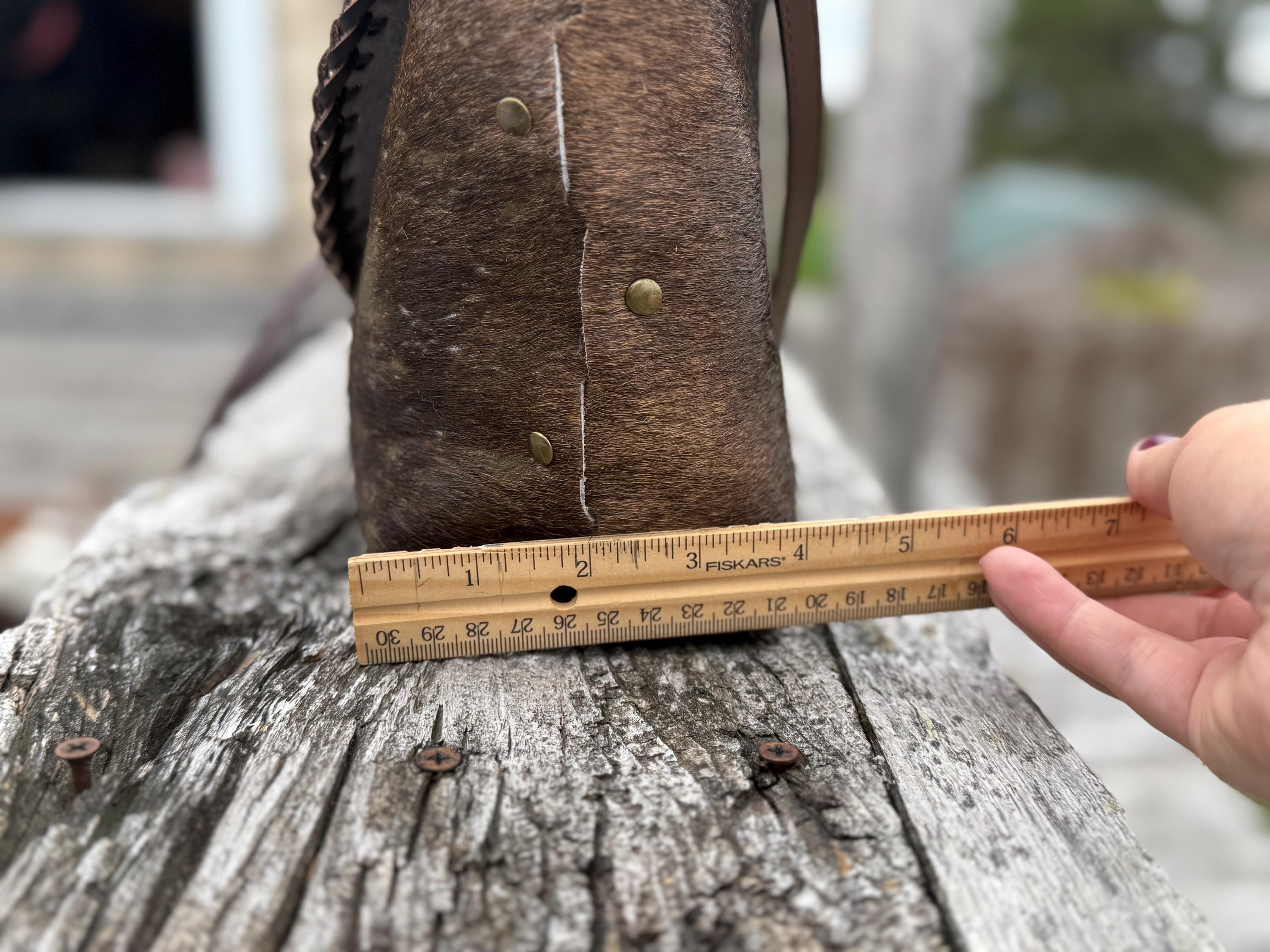 Distressed Brown Hair-on Hide Crossbody Bag, Handmade, One-of-a-kind Purse
