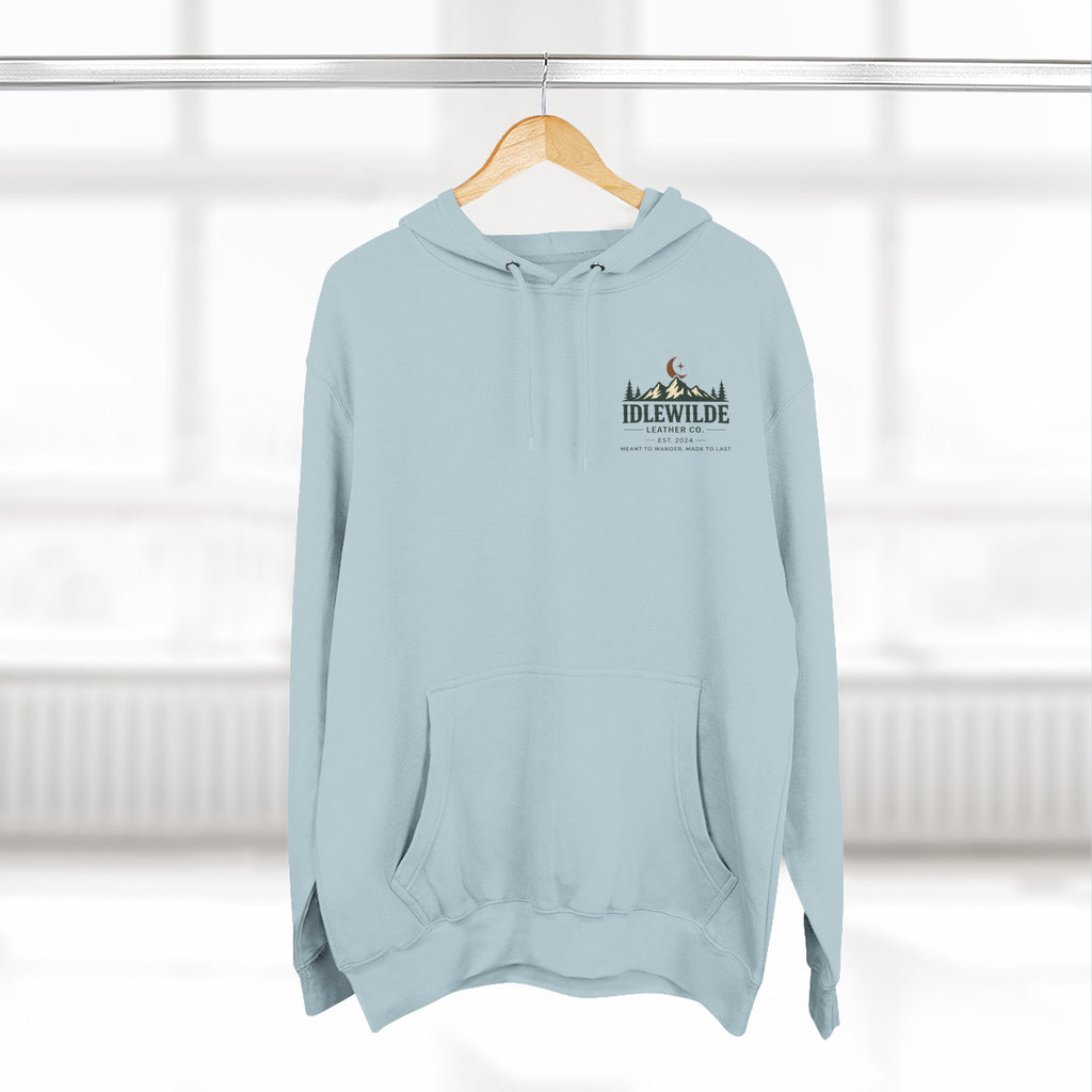 Idlewilde Mountain Logo Hoodie | Outdoor Adventure, Forest Graphic