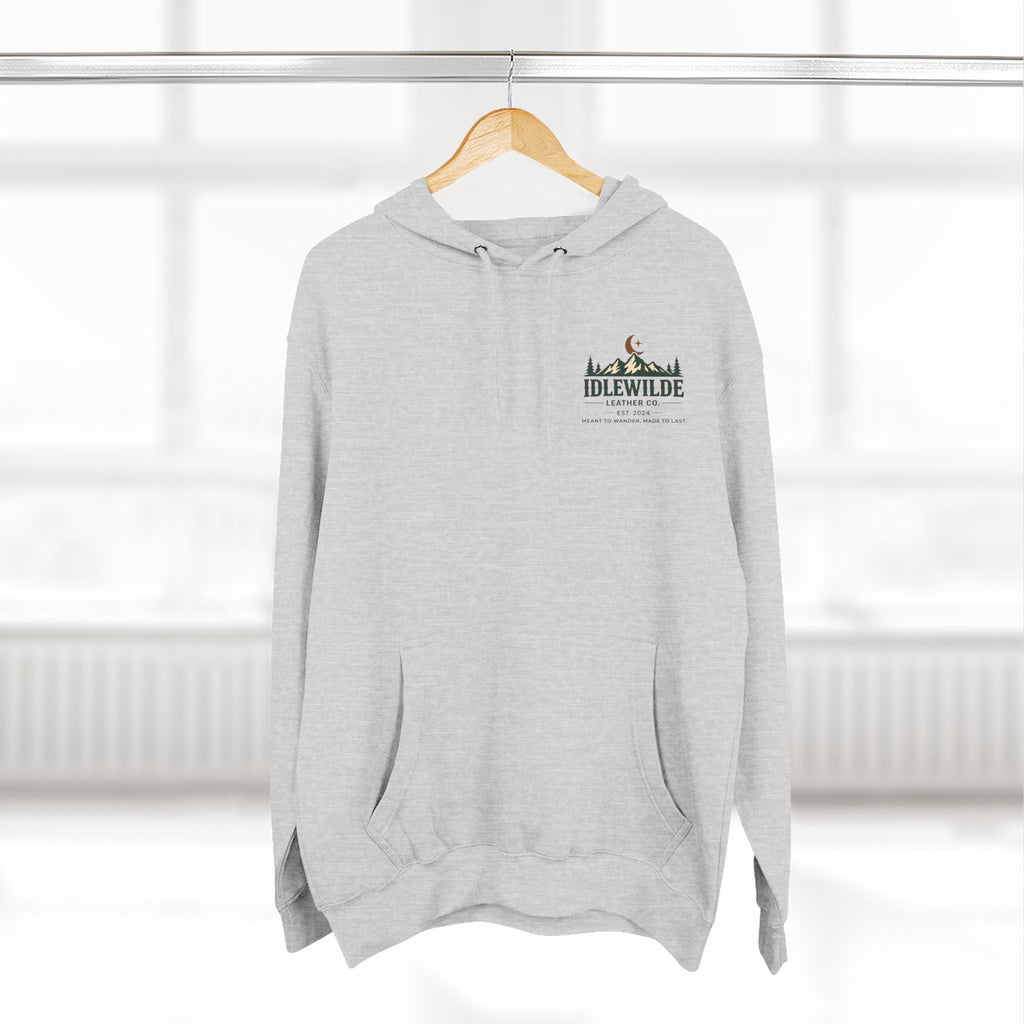 Idlewilde Mountain Logo Hoodie | Outdoor Adventure, Forest Graphic