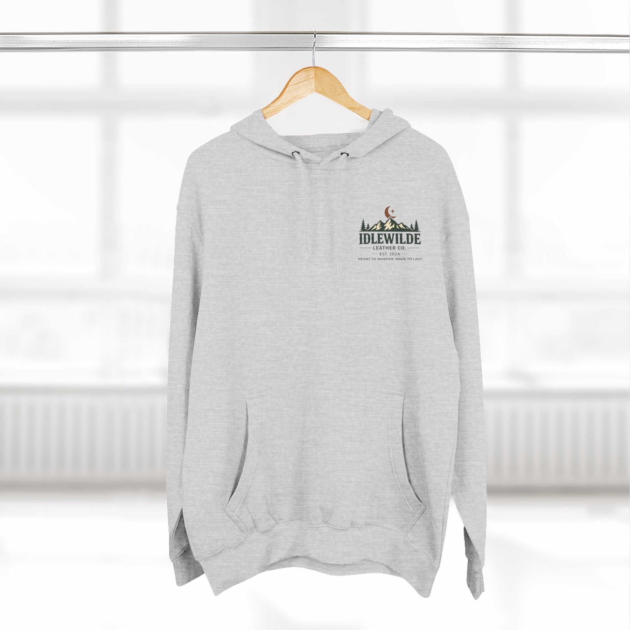Idlewilde Mountain Logo Hoodie | Outdoor Adventure, Forest Graphic
