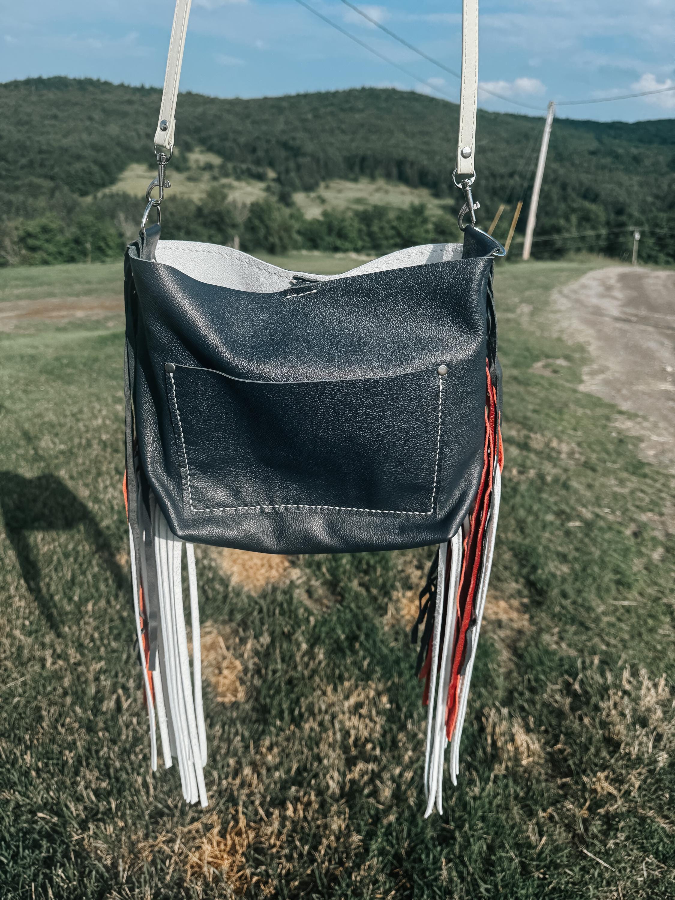 Americana Long Fringe Crossbody (Texas Flag)