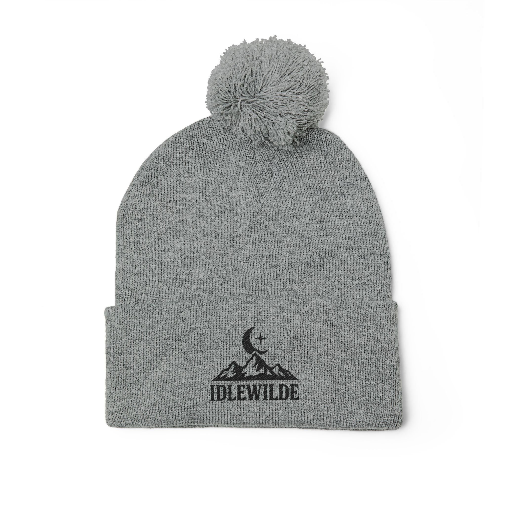 Idlewilde Campfire Logo Pom-Pom Beanie | Knit Cap with Embroidery