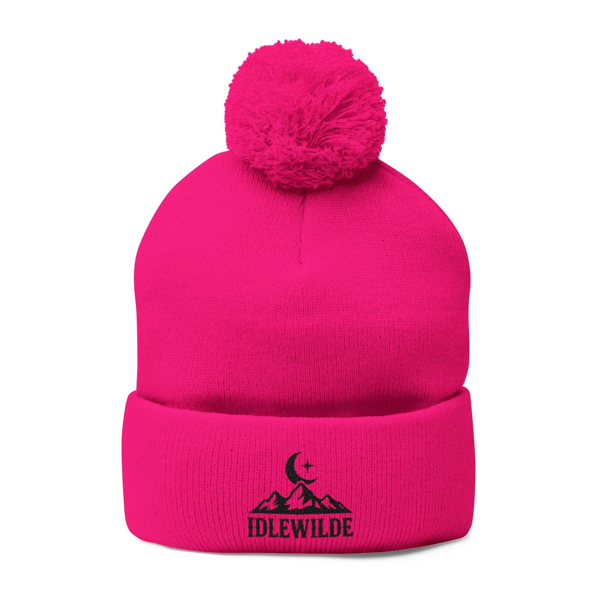 Idlewilde Campfire Logo Pom-Pom Beanie | Knit Cap with Embroidery