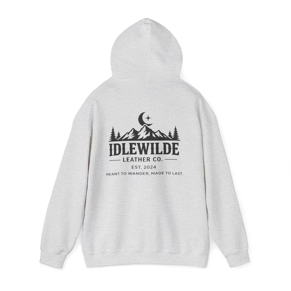 Idlewilde Mountain Logo Hoodie | Leather Co. Vintage Outdoor Graphic