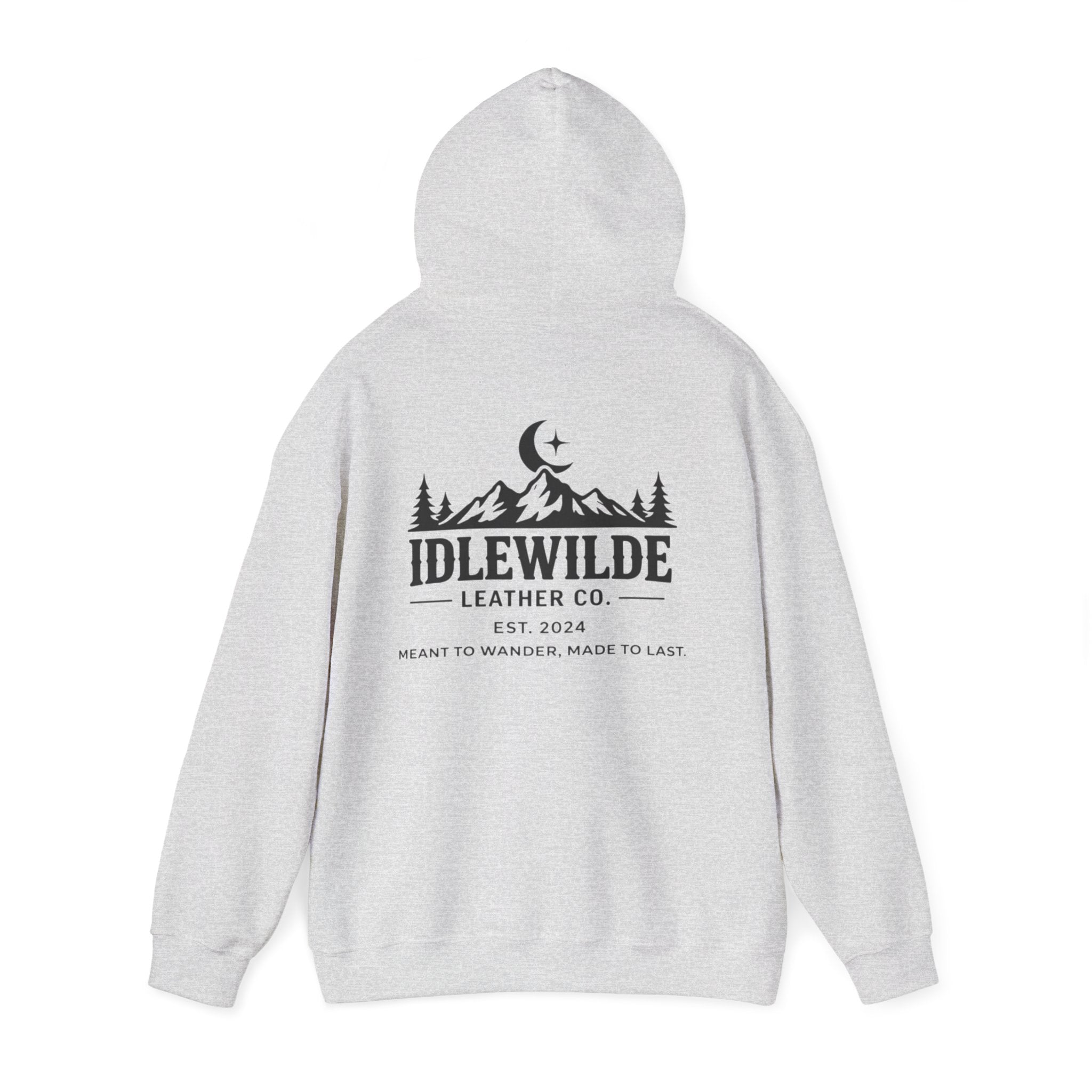 Idlewilde Mountain Logo Hoodie | Leather Co. Vintage Outdoor Graphic