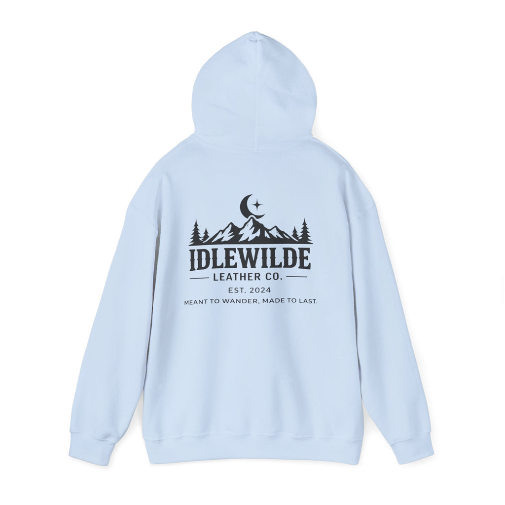 Idlewilde Mountain Logo Hoodie | Leather Co. Vintage Outdoor Graphic