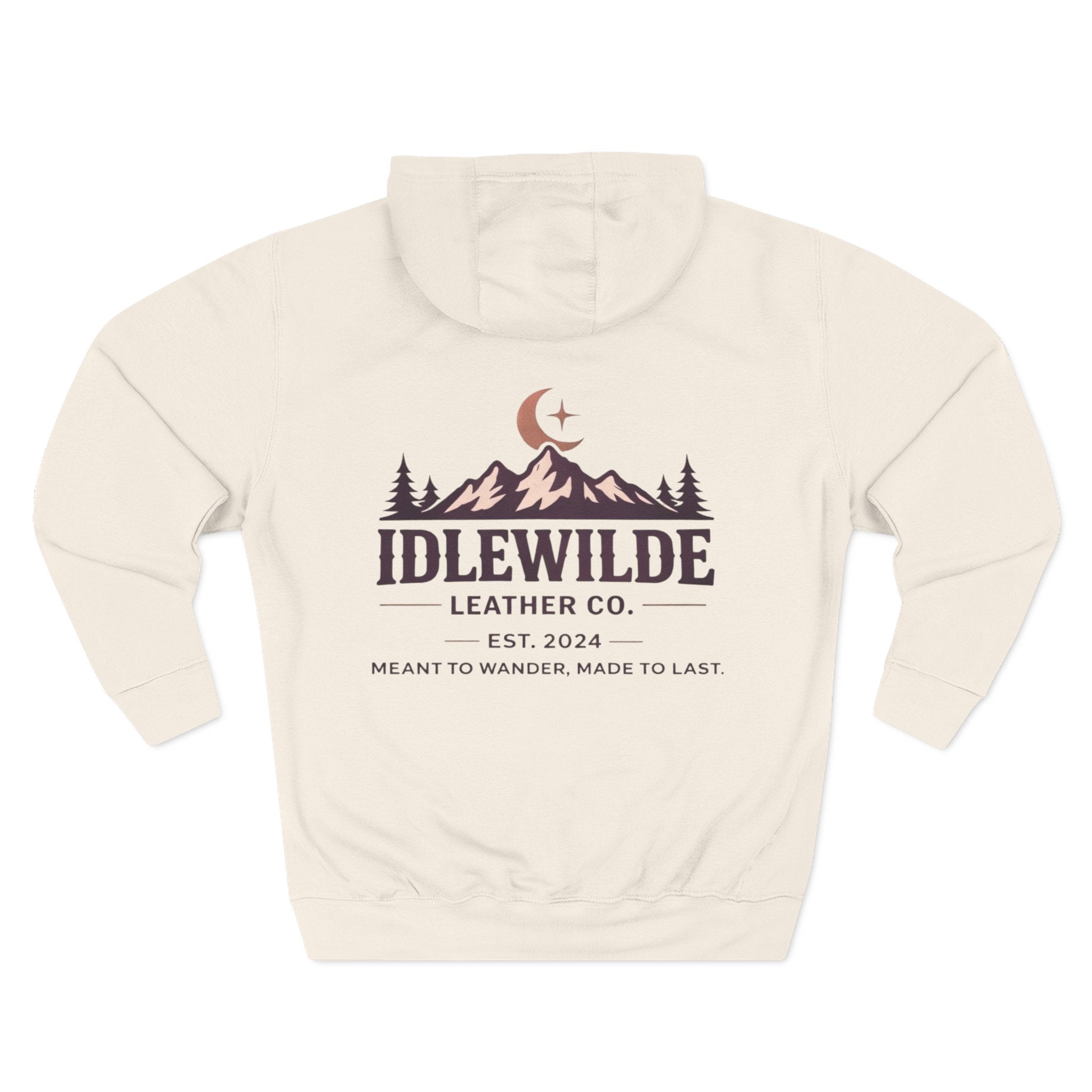 Idlewilde Leather Co. mountain logo Hoodie | adventure outdoor moon trees
