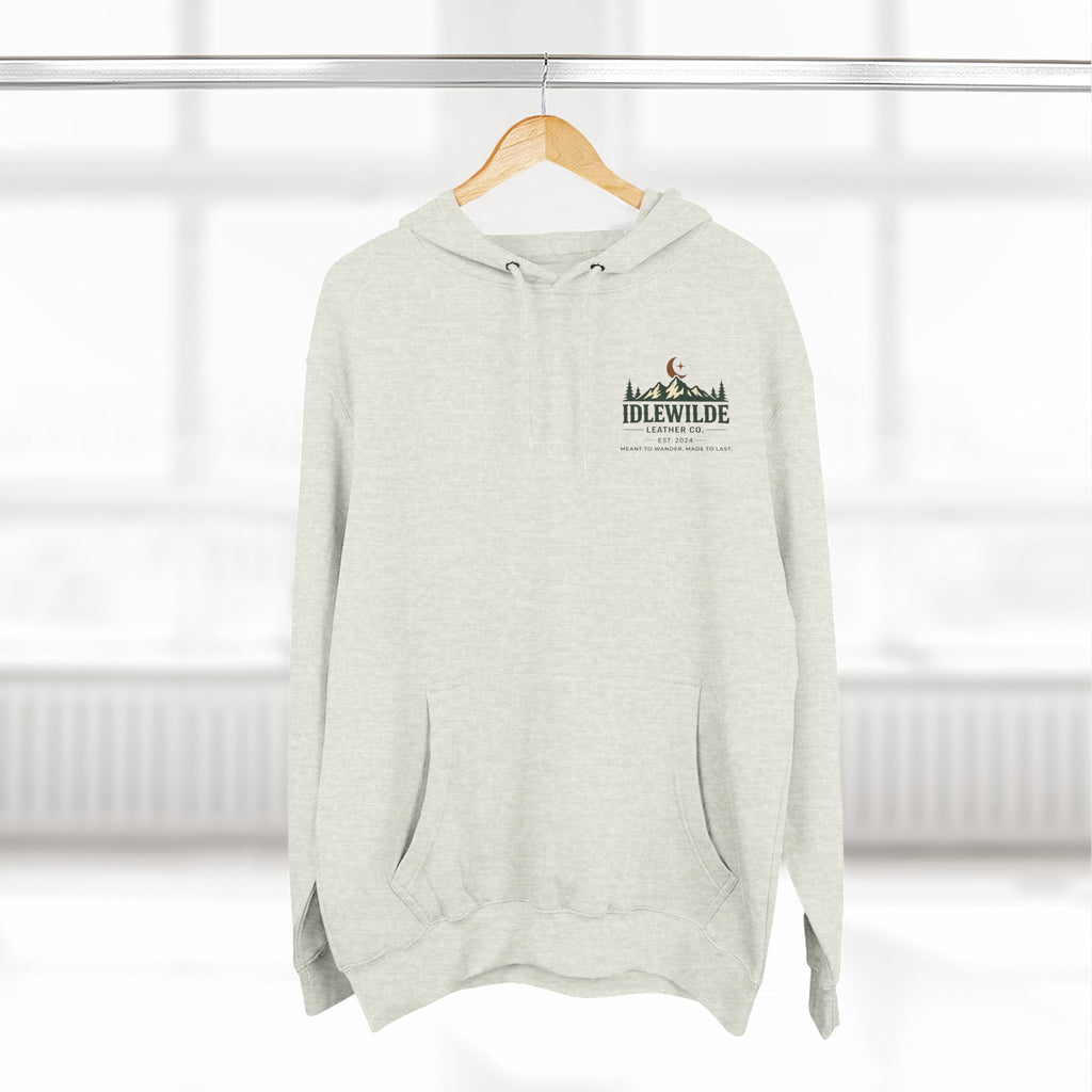 Idlewilde Mountain Logo Hoodie | Outdoor Adventure, Forest Graphic