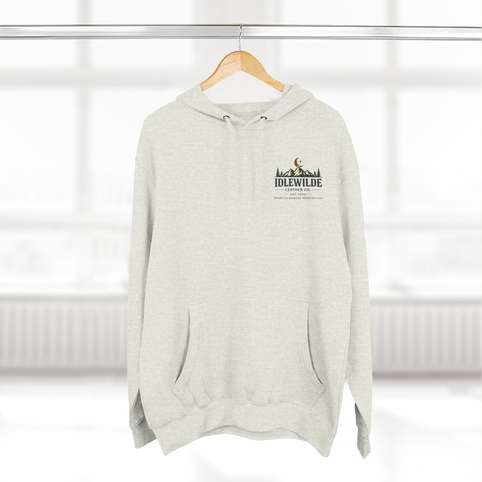 Idlewilde Mountain Logo Hoodie | Outdoor Adventure, Forest Graphic
