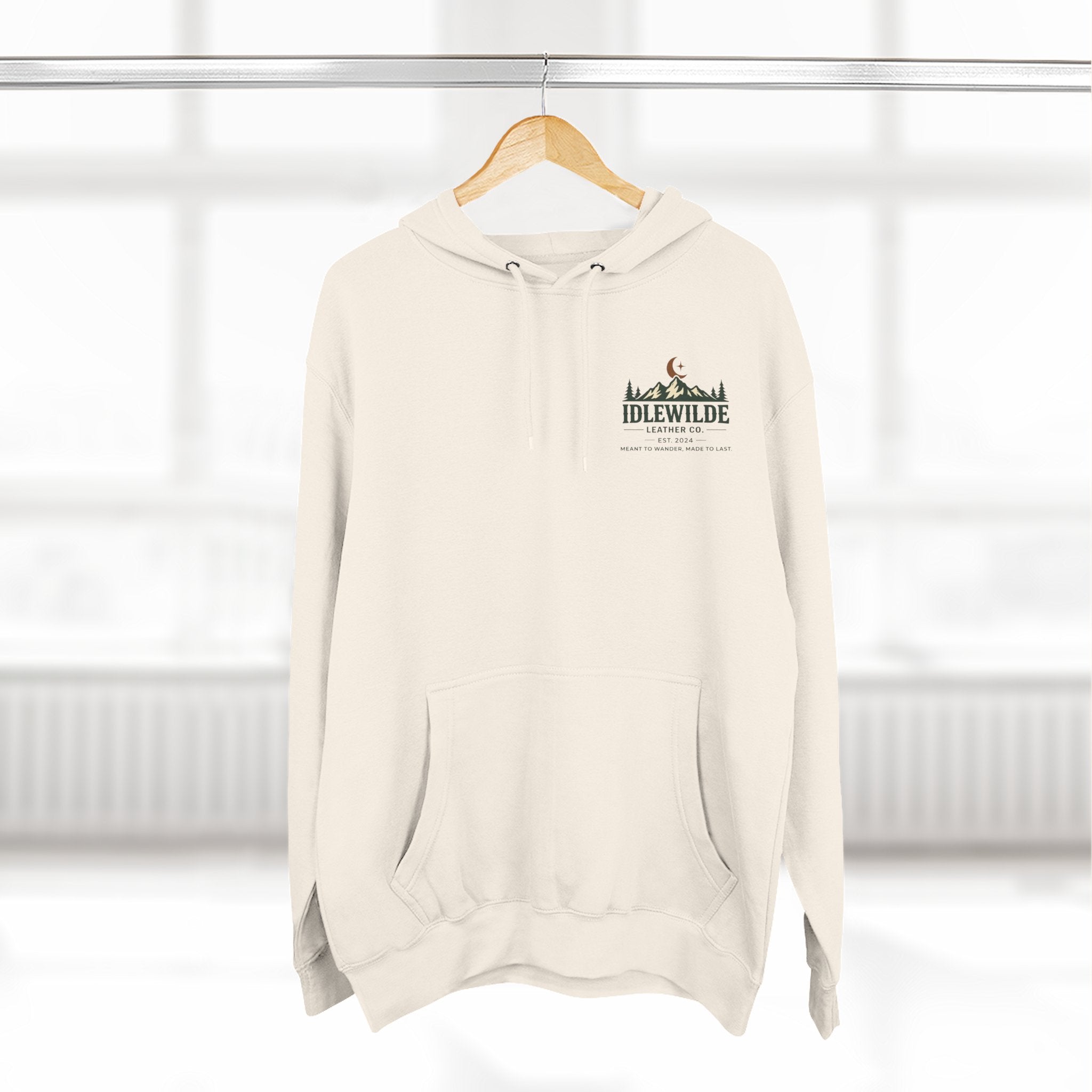 Idlewilde Mountain Logo Hoodie | Outdoor Adventure, Forest Graphic