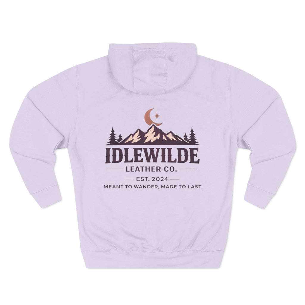 Idlewilde Leather Co. mountain logo Hoodie | adventure outdoor moon trees