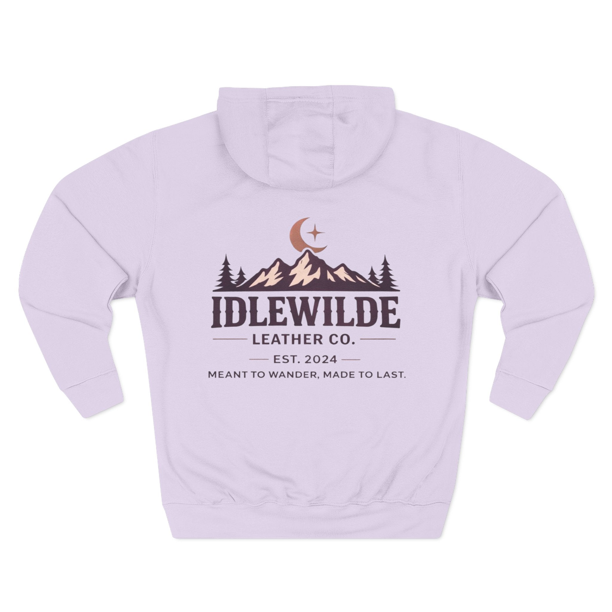 Idlewilde Leather Co. mountain logo Hoodie | adventure outdoor moon trees