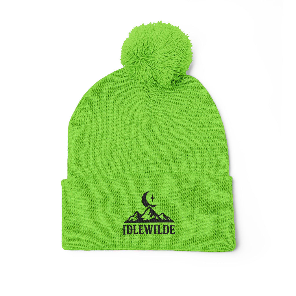 Idlewilde Campfire Logo Pom-Pom Beanie | Knit Cap with Embroidery
