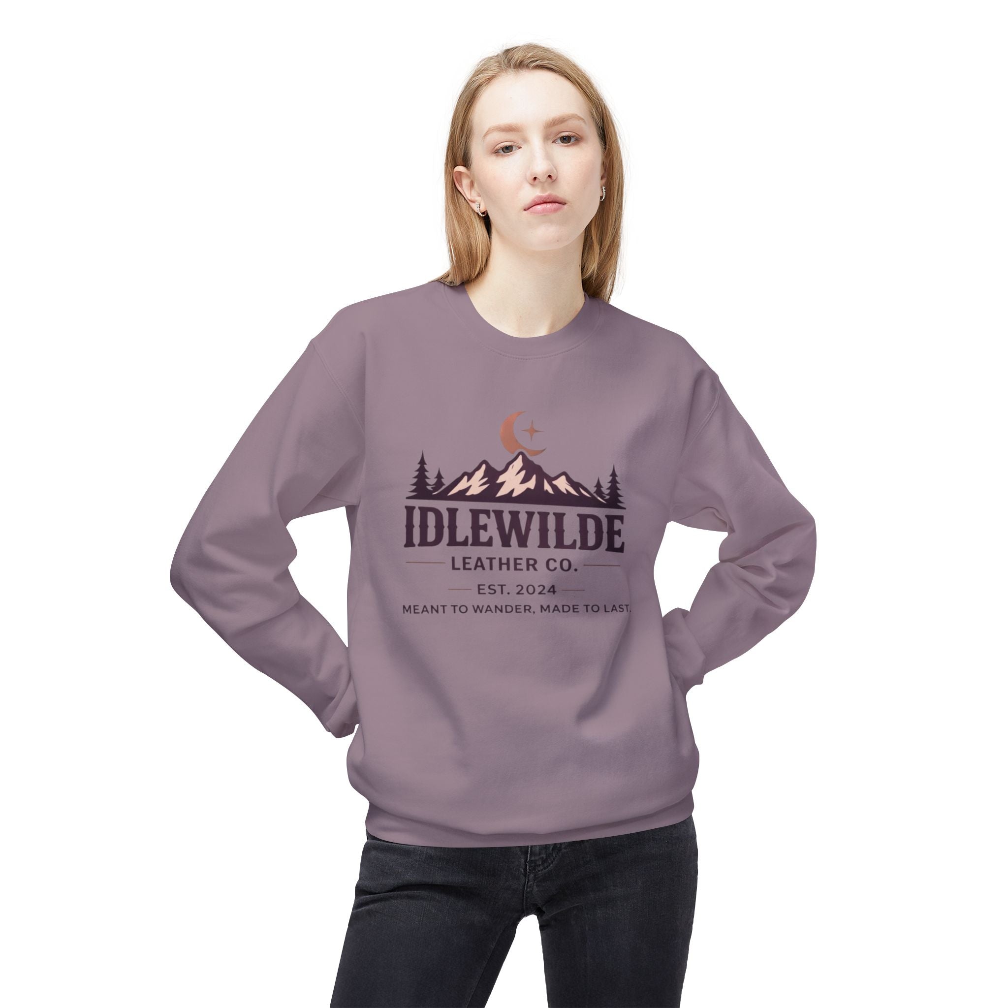 Idlewilde Leather Co. mountain logo Crewneck Sweatshirt | outdoor adventure