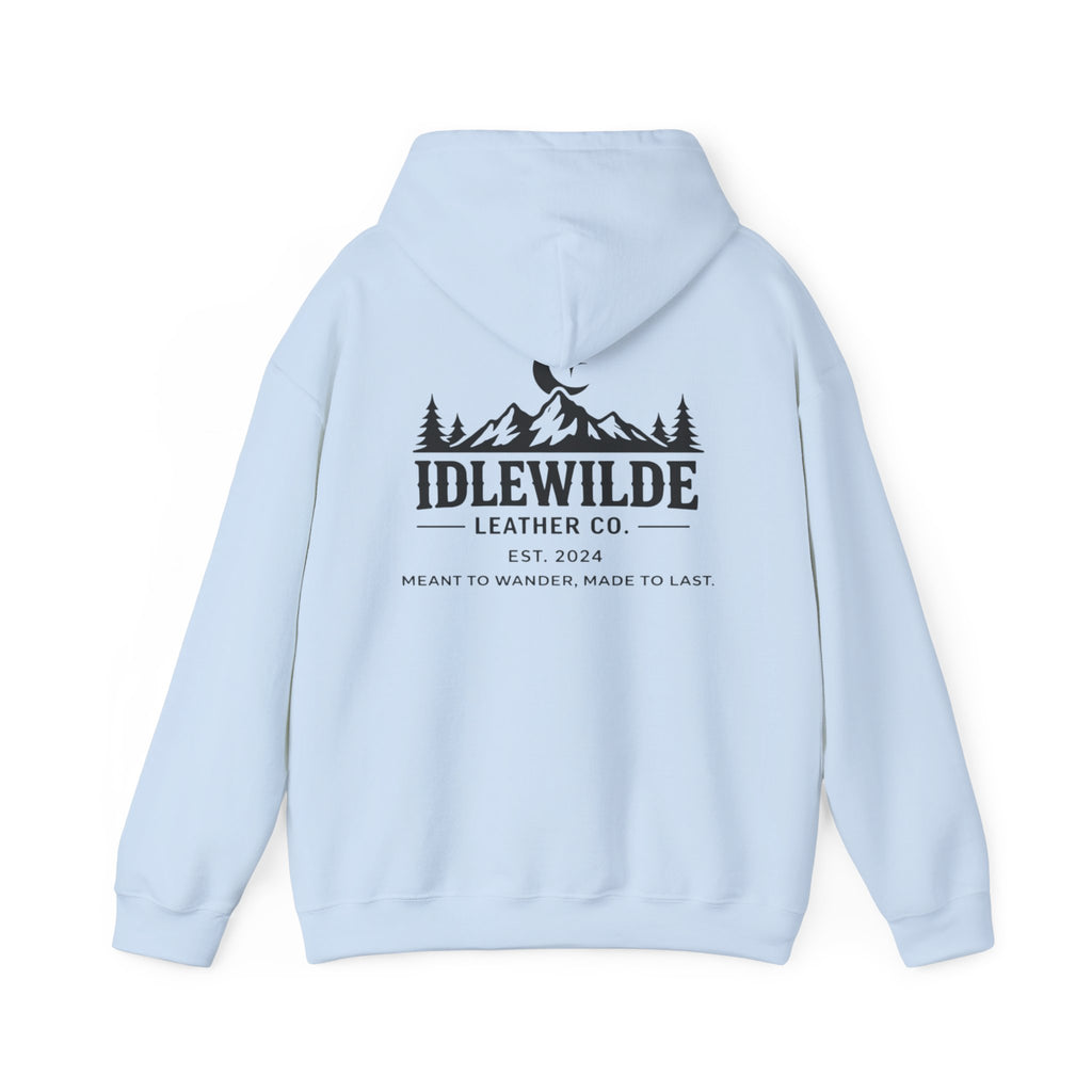 Idlewilde Mountain Logo Hoodie | Leather Co. Vintage Outdoor Graphic
