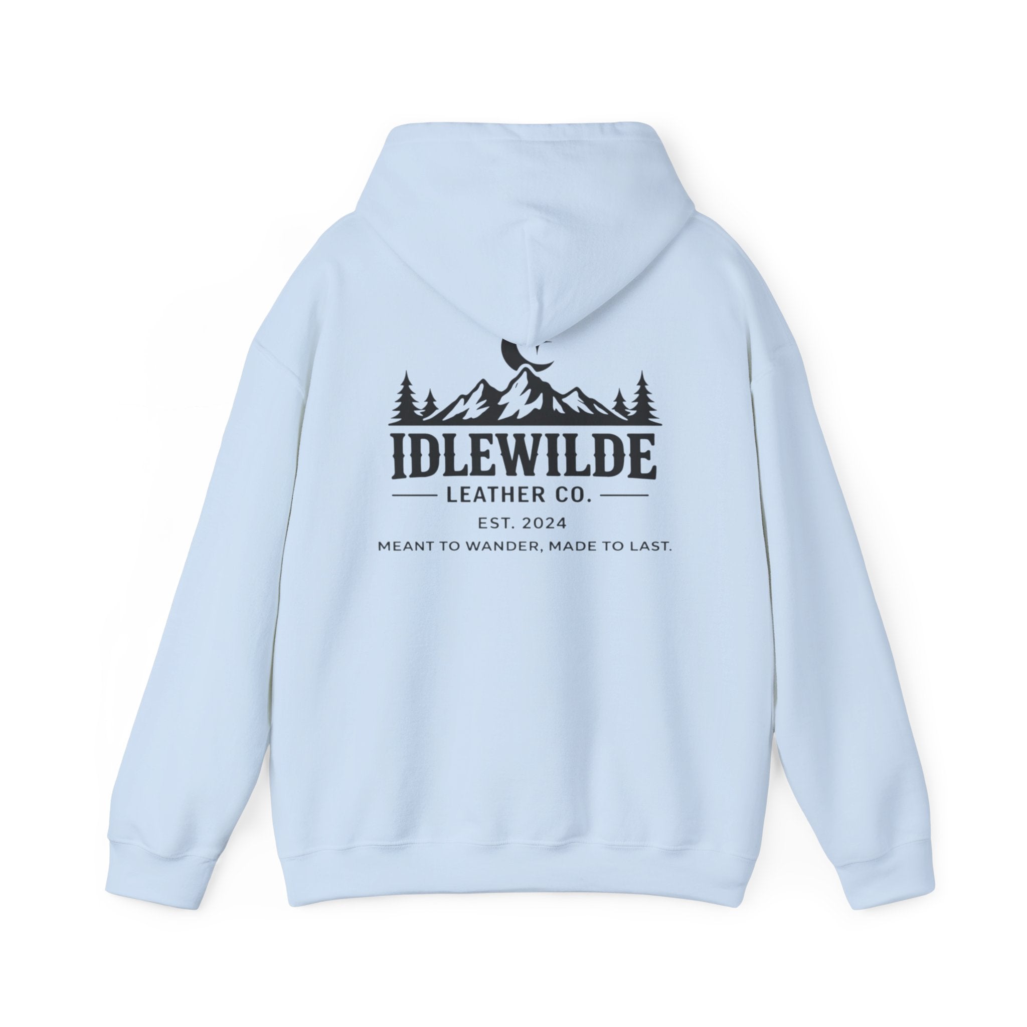 Idlewilde Mountain Logo Hoodie | Leather Co. Vintage Outdoor Graphic
