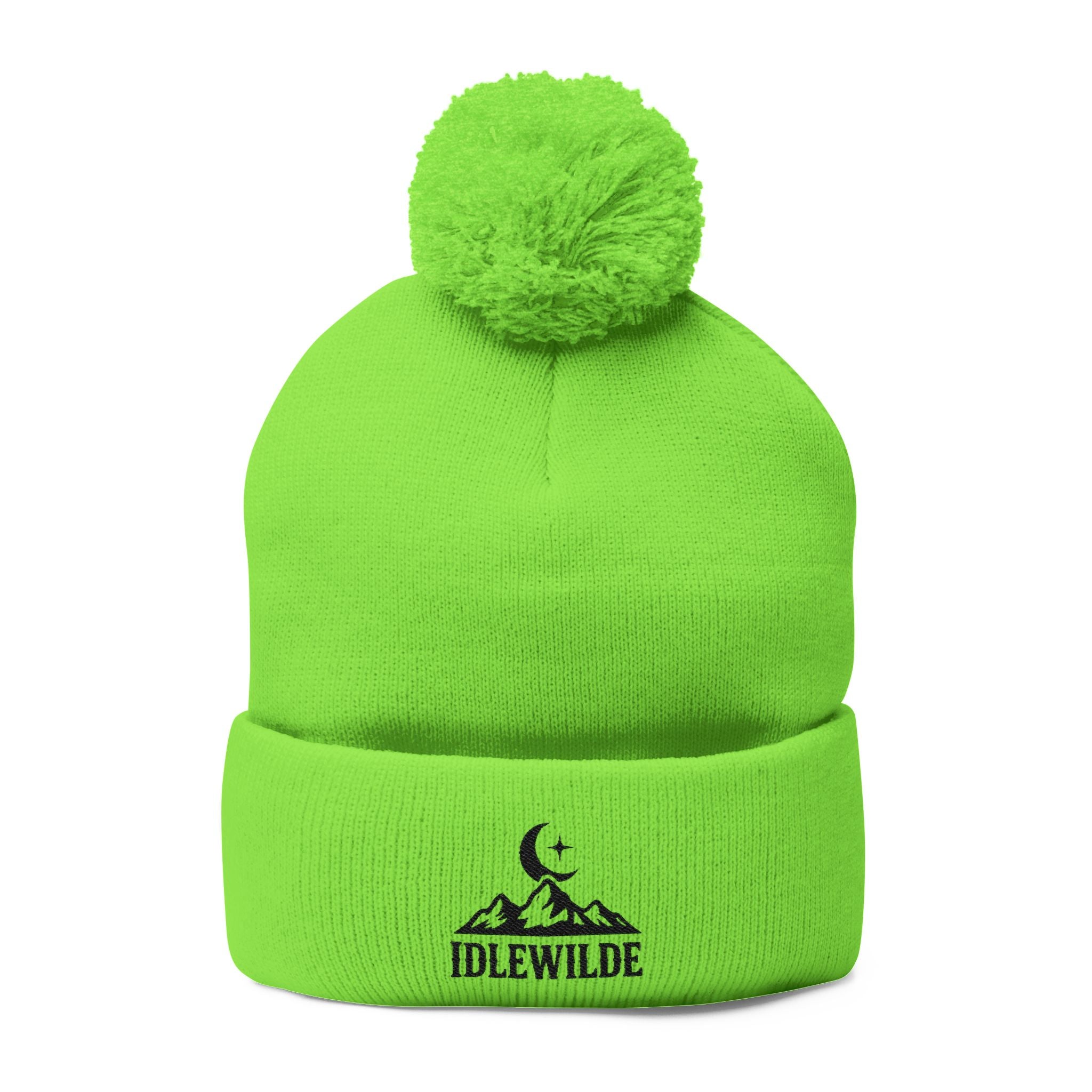 Idlewilde Campfire Logo Pom-Pom Beanie | Knit Cap with Embroidery