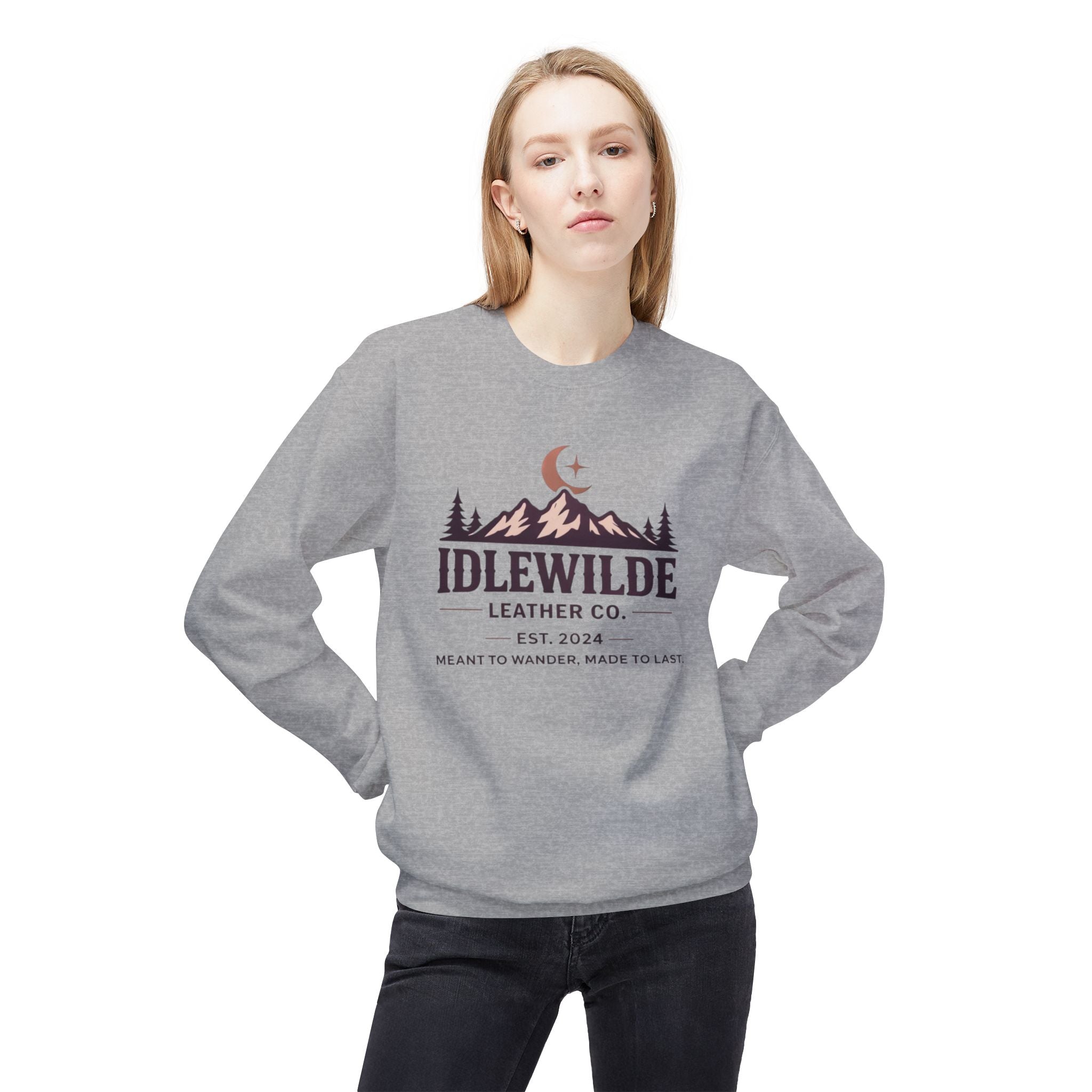 Idlewilde Leather Co. mountain logo Crewneck Sweatshirt | outdoor adventure