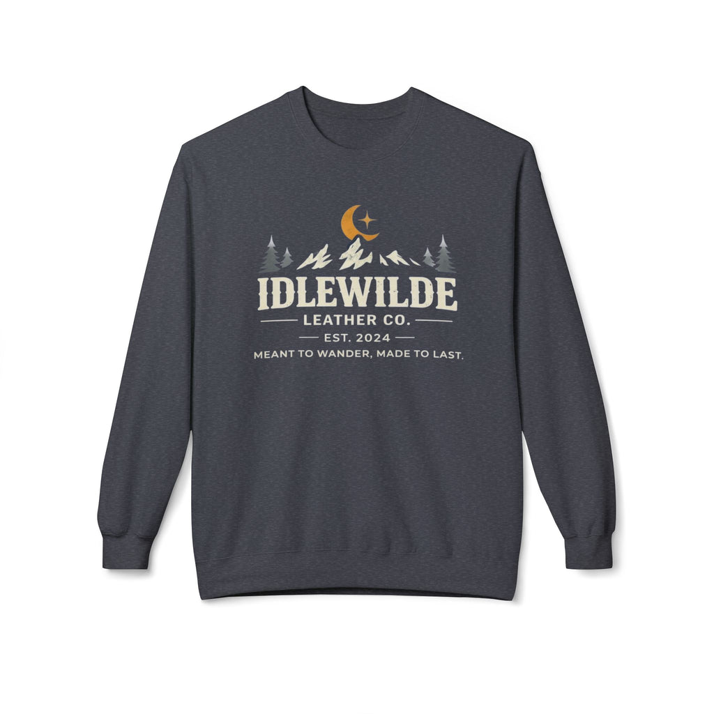 Idlewilde Leather Co. logo Sweatshirt | Mountain Camp Moon Camping Crewneck
