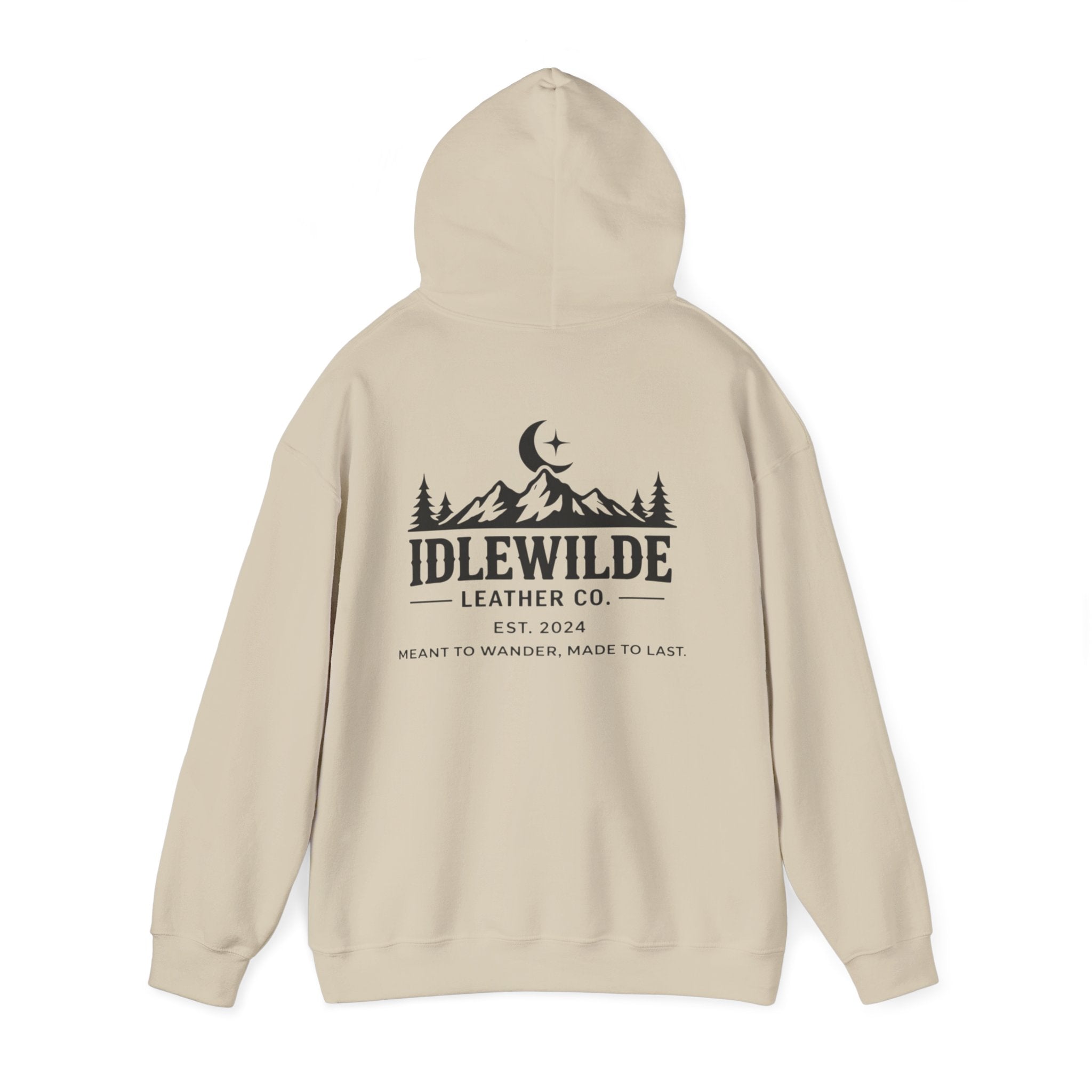 Idlewilde Mountain Logo Hoodie | Leather Co. Vintage Outdoor Graphic