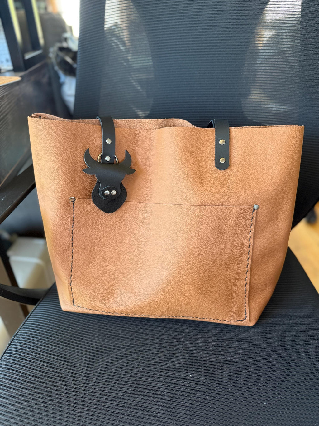 Gingerbread Large Leather Tote Bag