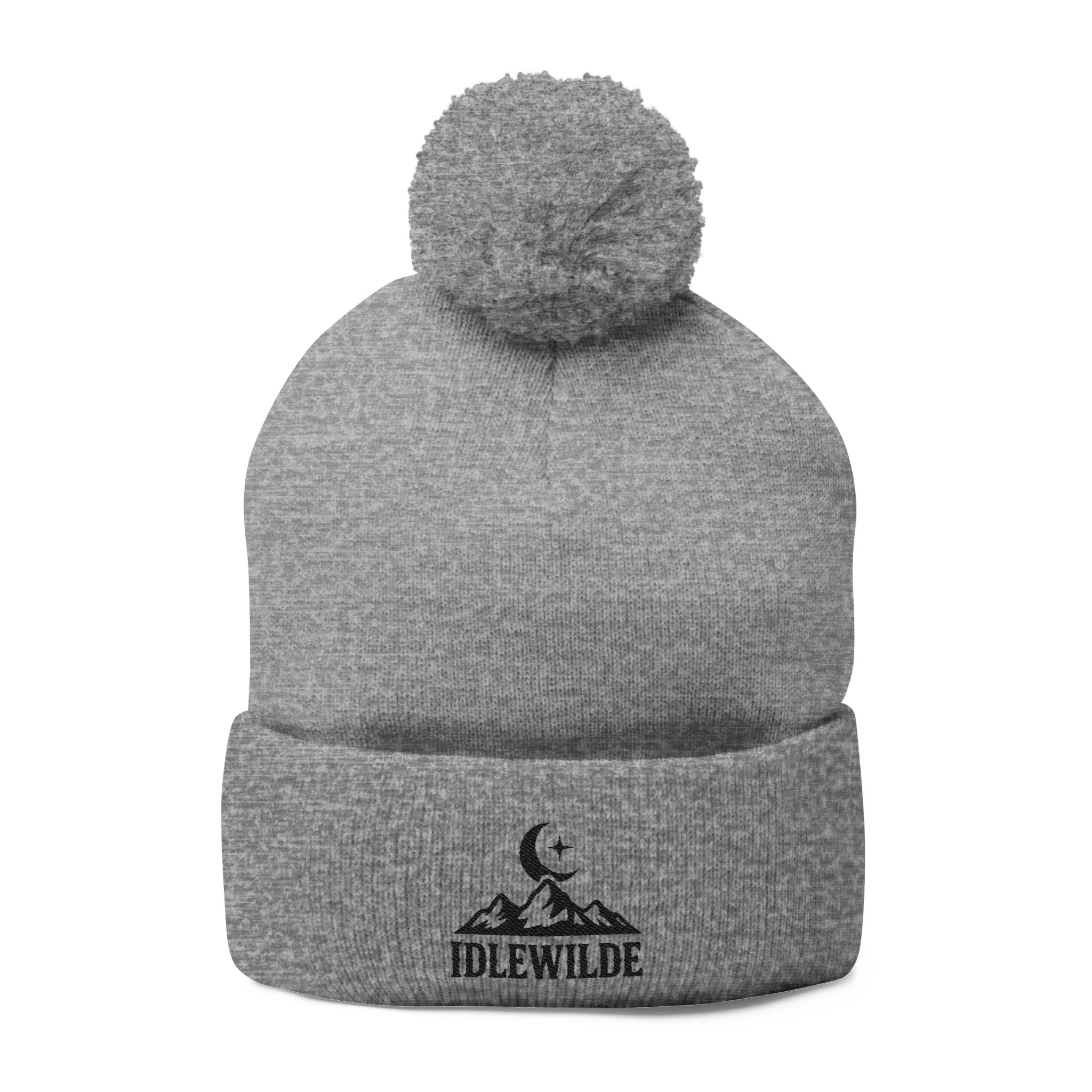 Idlewilde Campfire Logo Pom-Pom Beanie | Knit Cap with Embroidery