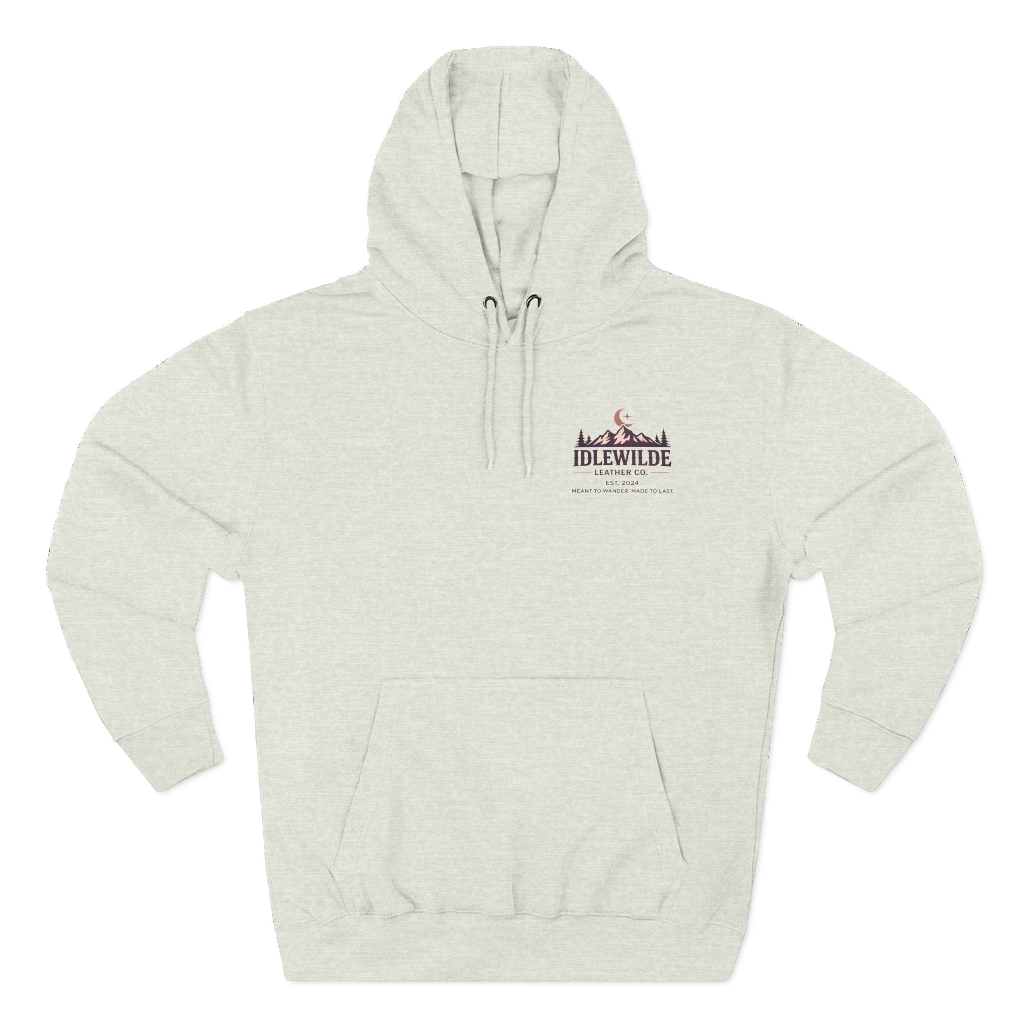 Idlewilde Leather Co. mountain logo Hoodie | adventure outdoor moon trees