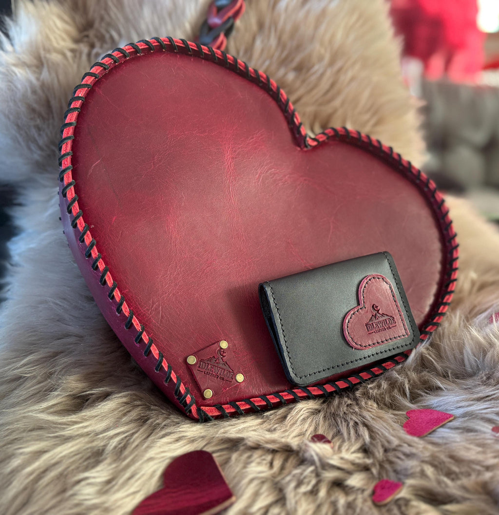 Heartbreaker - Hand laced, heart shaped, leather crossbody