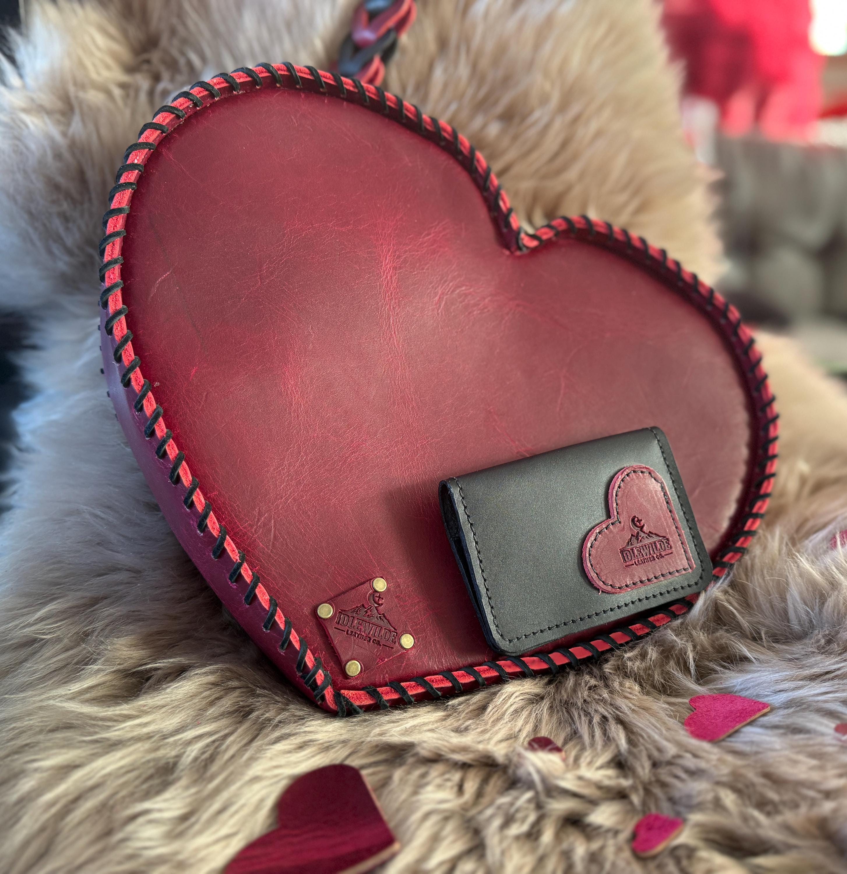 Heartbreaker - Hand laced, heart shaped, leather crossbody