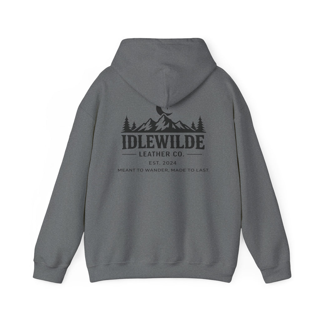 Idlewilde Mountain Logo Hoodie | Leather Co. Vintage Outdoor Graphic