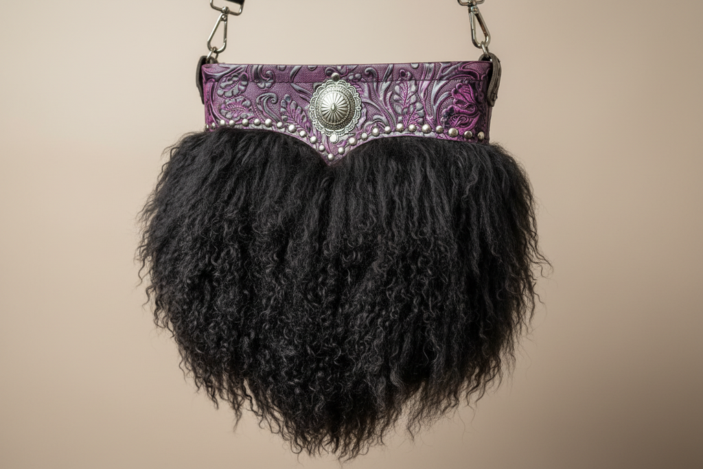 Nordic Nightfall - With embossed purple leather and Icelandic Sheepskin