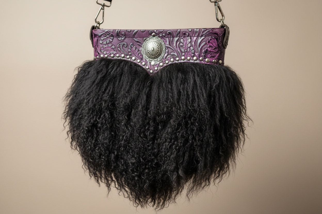 Nordic Nightfall - With embossed purple leather and Icelandic Sheepskin