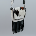 The Alice Bag in Tricolor Cow Hide and white leather