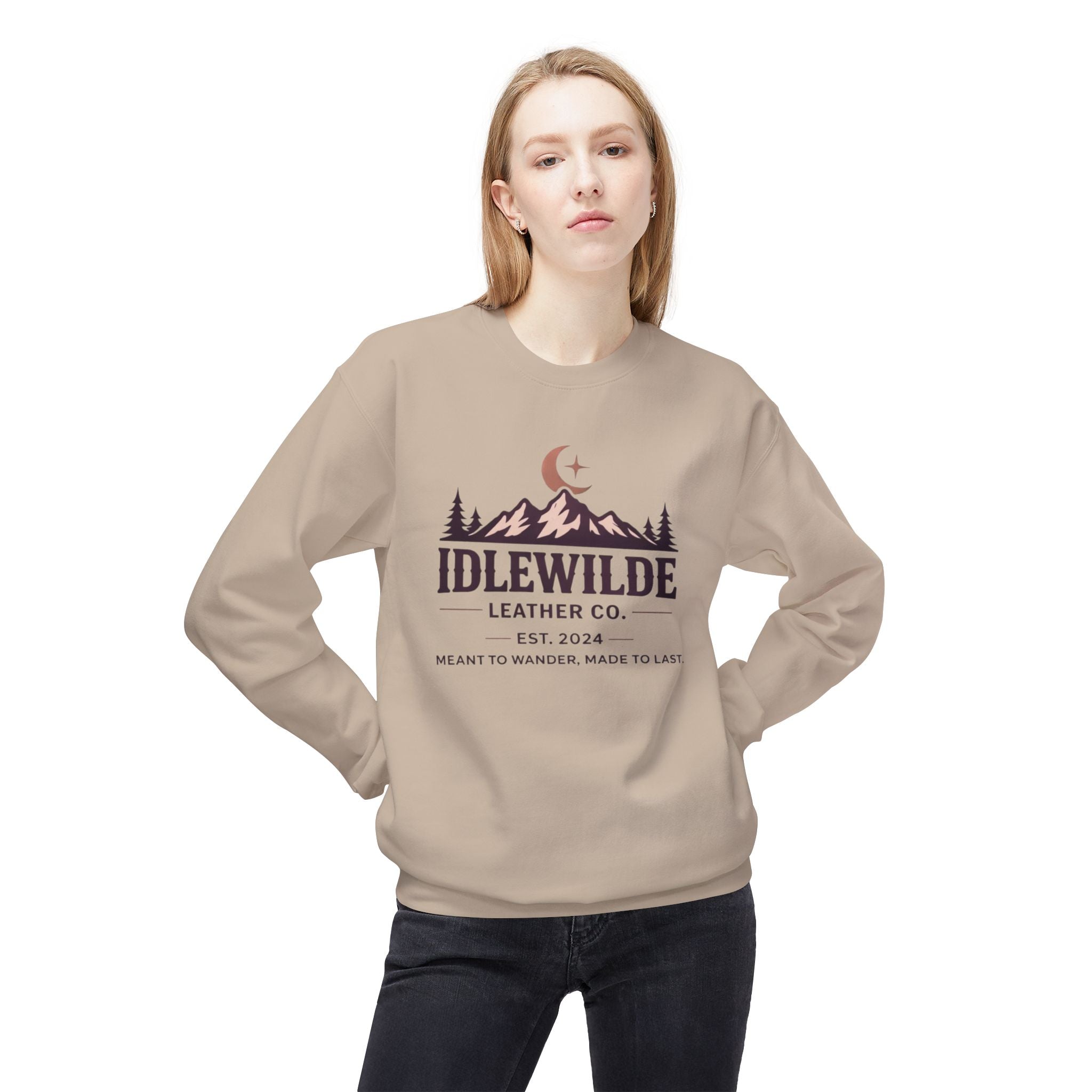 Idlewilde Leather Co. mountain logo Crewneck Sweatshirt | outdoor adventure