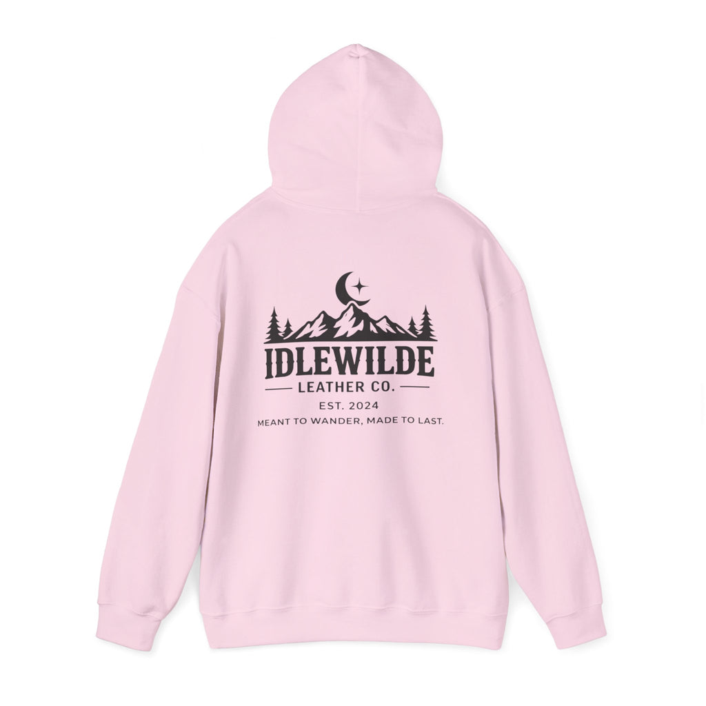 Idlewilde Mountain Logo Hoodie | Leather Co. Vintage Outdoor Graphic