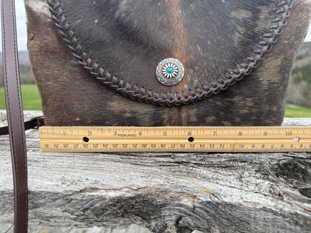 Distressed Brown Hair-on Hide Crossbody Bag, Handmade, One-of-a-kind Purse