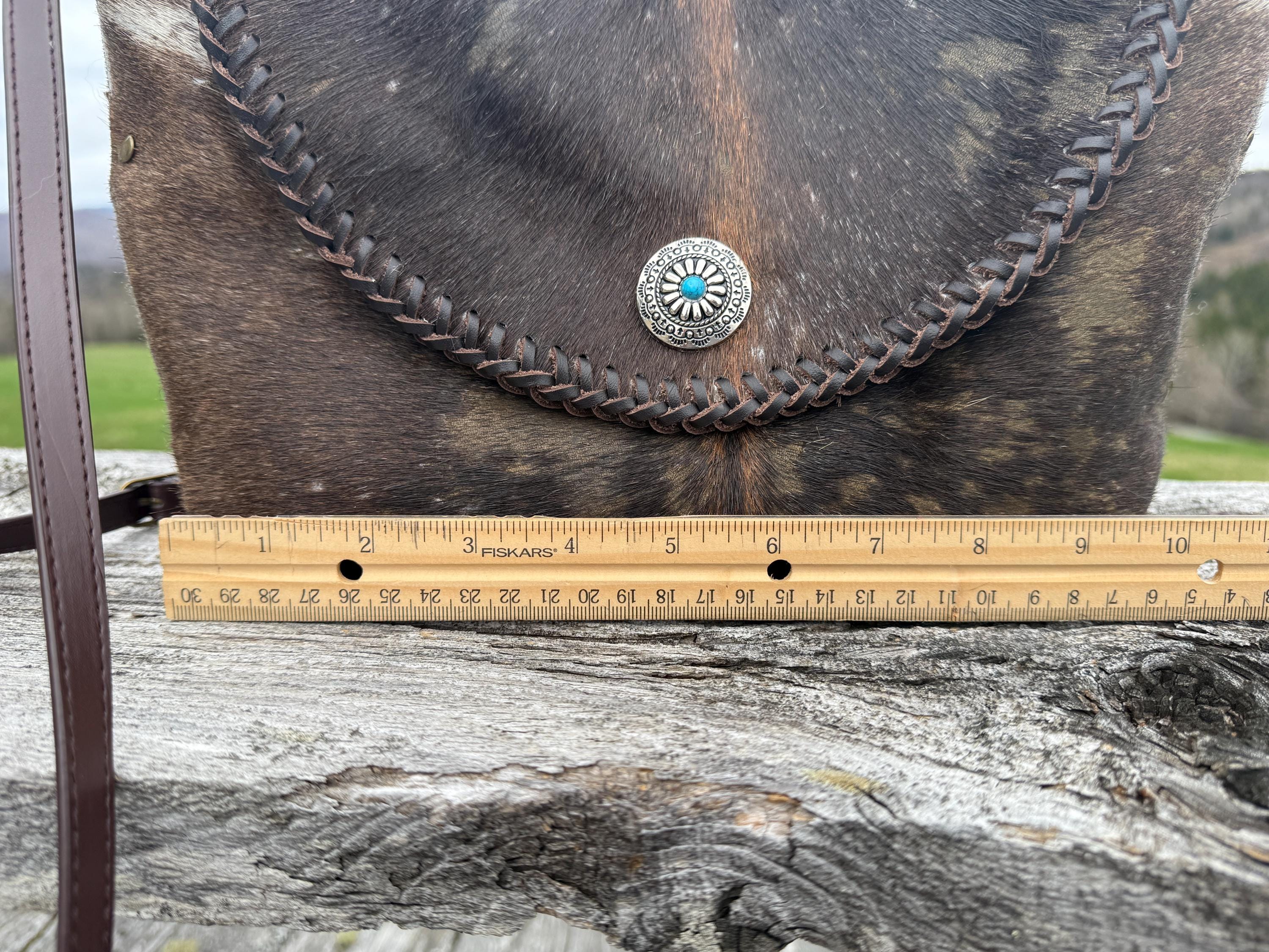 Distressed Brown Hair-on Hide Crossbody Bag, Handmade, One-of-a-kind Purse