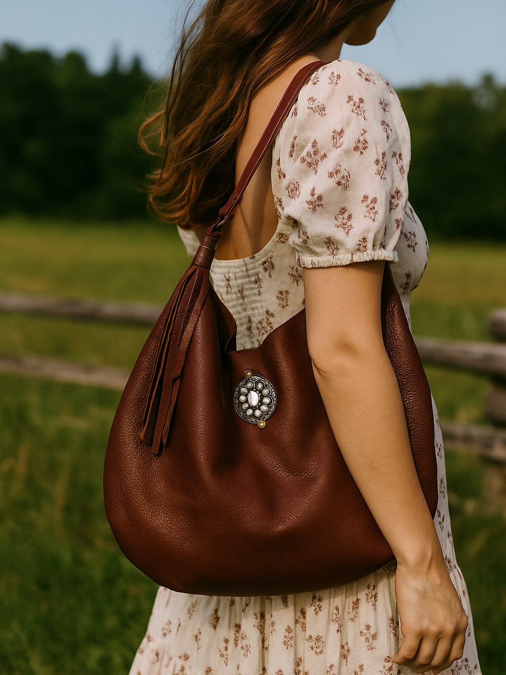 Nutmeg Leather Hobo Bag