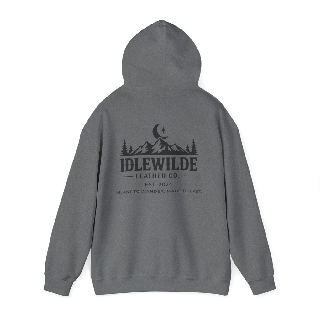 Idlewilde Mountain Logo Hoodie | Leather Co. Vintage Outdoor Graphic