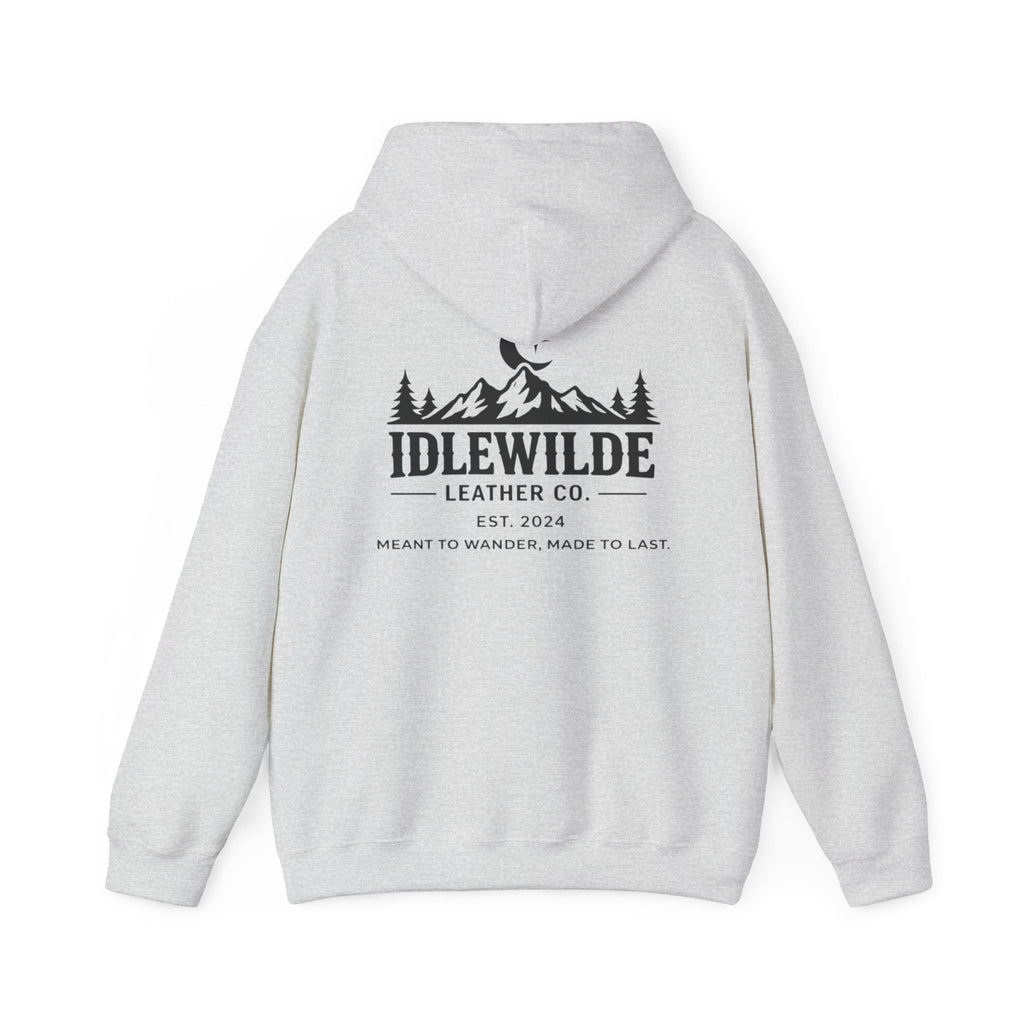 Idlewilde Mountain Logo Hoodie | Leather Co. Vintage Outdoor Graphic