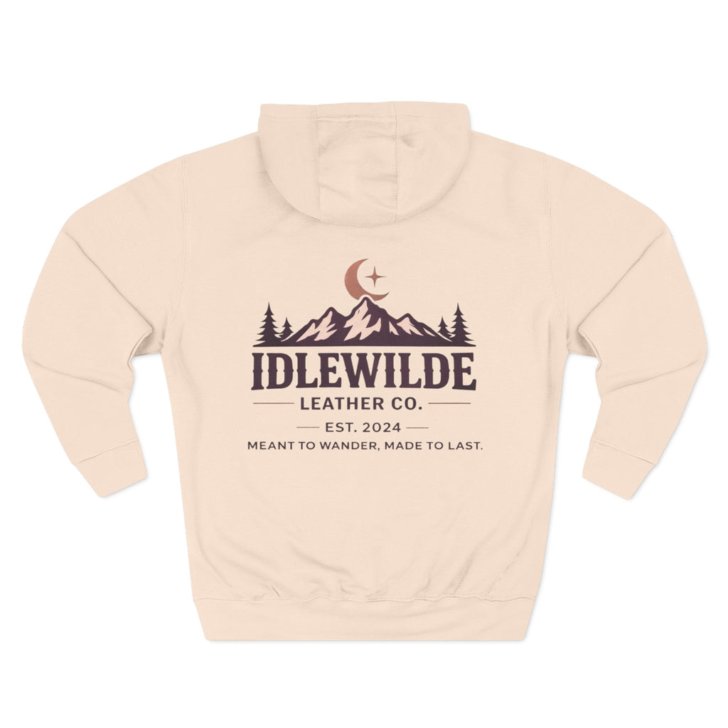 Idlewilde Leather Co. mountain logo Hoodie | adventure outdoor moon trees