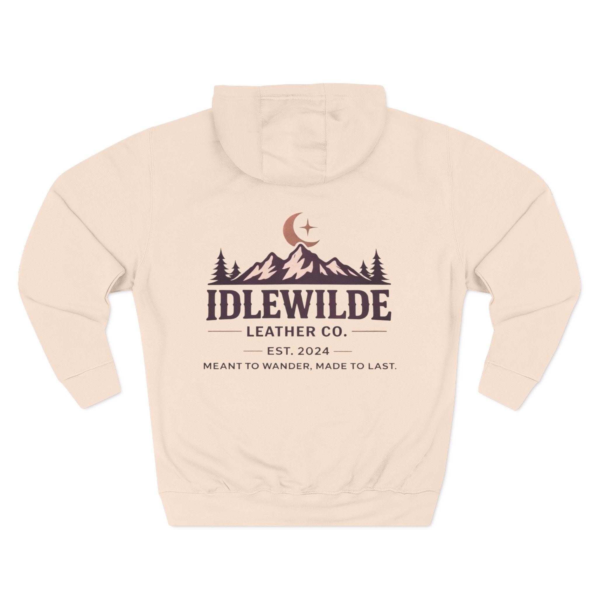 Idlewilde Leather Co. mountain logo Hoodie | adventure outdoor moon trees