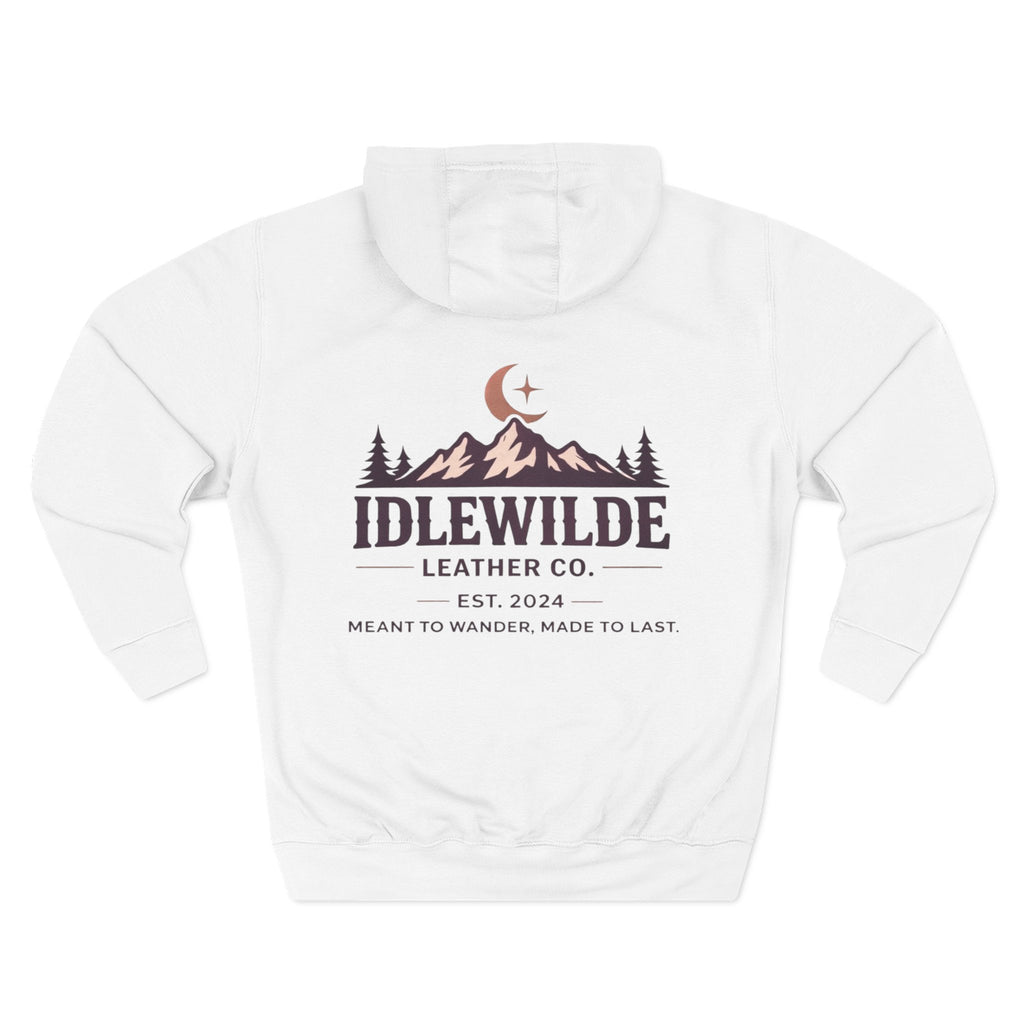 Idlewilde Leather Co. mountain logo Hoodie | adventure outdoor moon trees