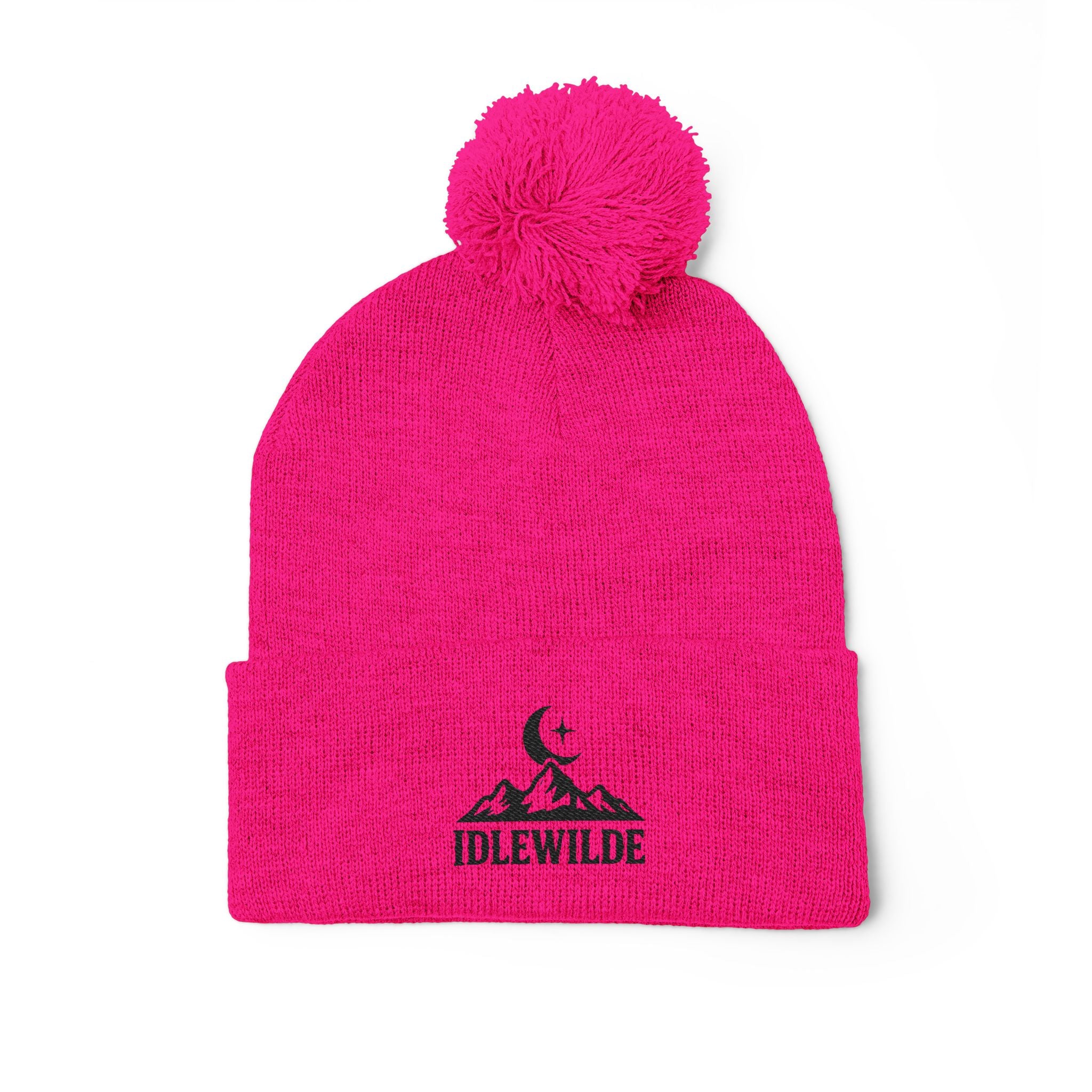 Idlewilde Campfire Logo Pom-Pom Beanie | Knit Cap with Embroidery