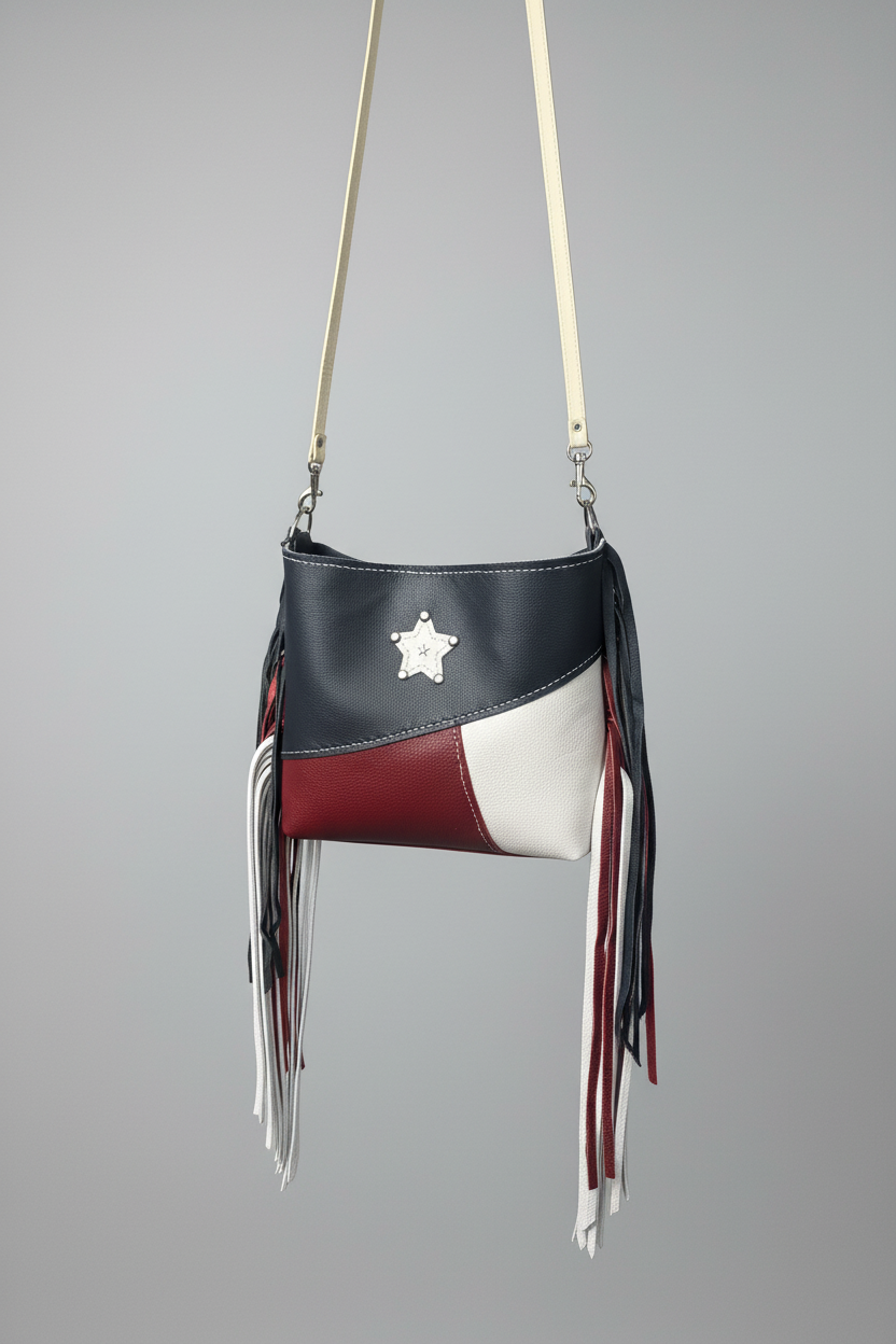 Americana Long Fringe Crossbody (Texas Flag)