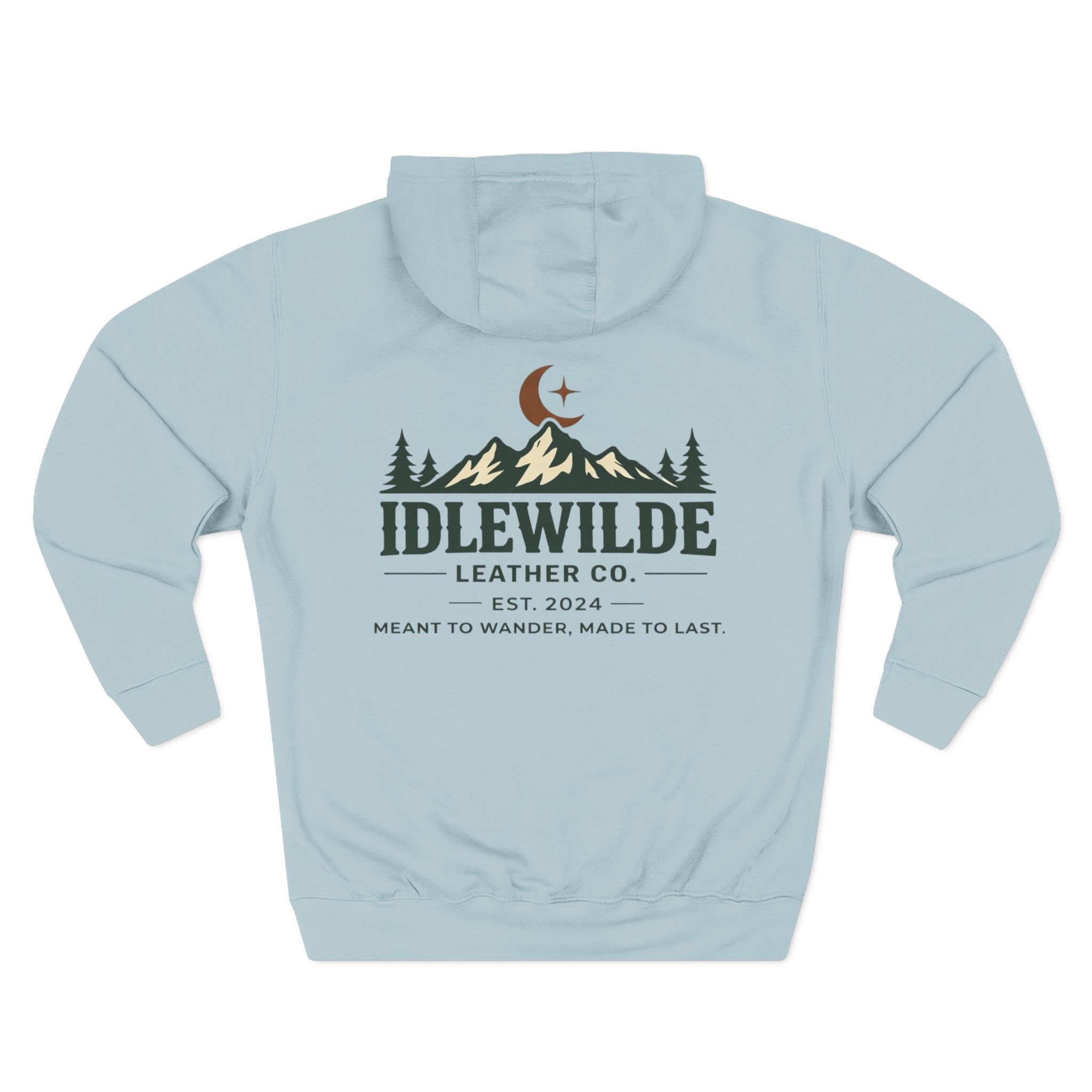 Idlewilde Mountain Logo Hoodie | Outdoor Adventure, Forest Graphic