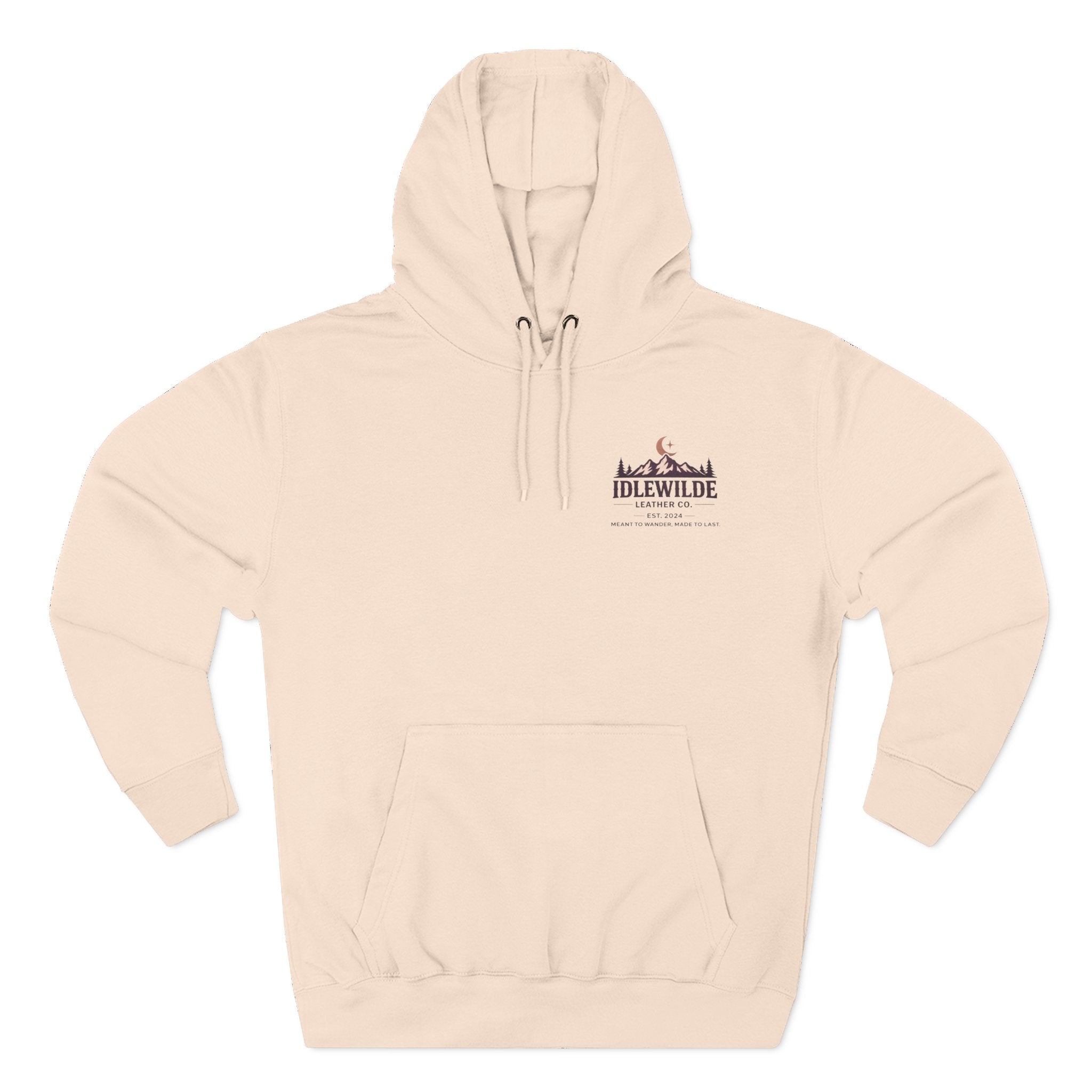 Idlewilde Leather Co. mountain logo Hoodie | adventure outdoor moon trees