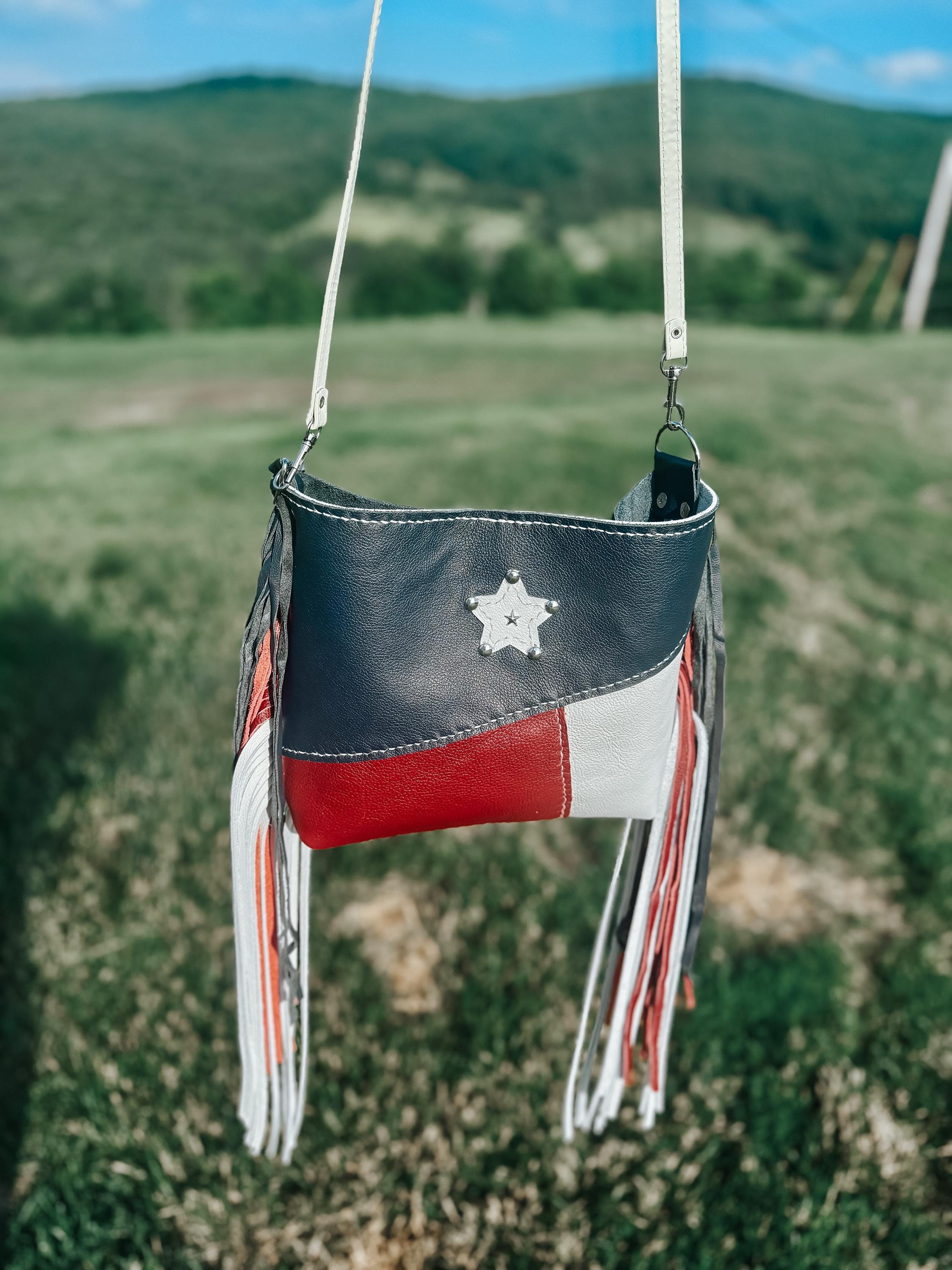 Americana Long Fringe Crossbody (Texas Flag)