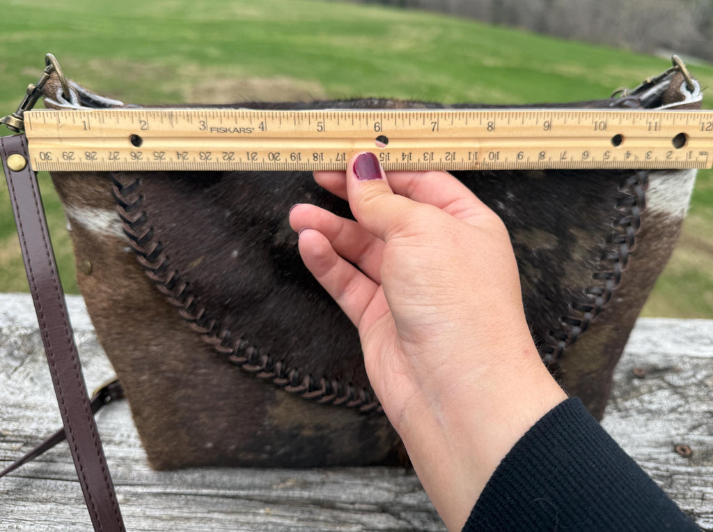 Distressed Brown Hair-on Hide Crossbody Bag, Handmade, One-of-a-kind Purse