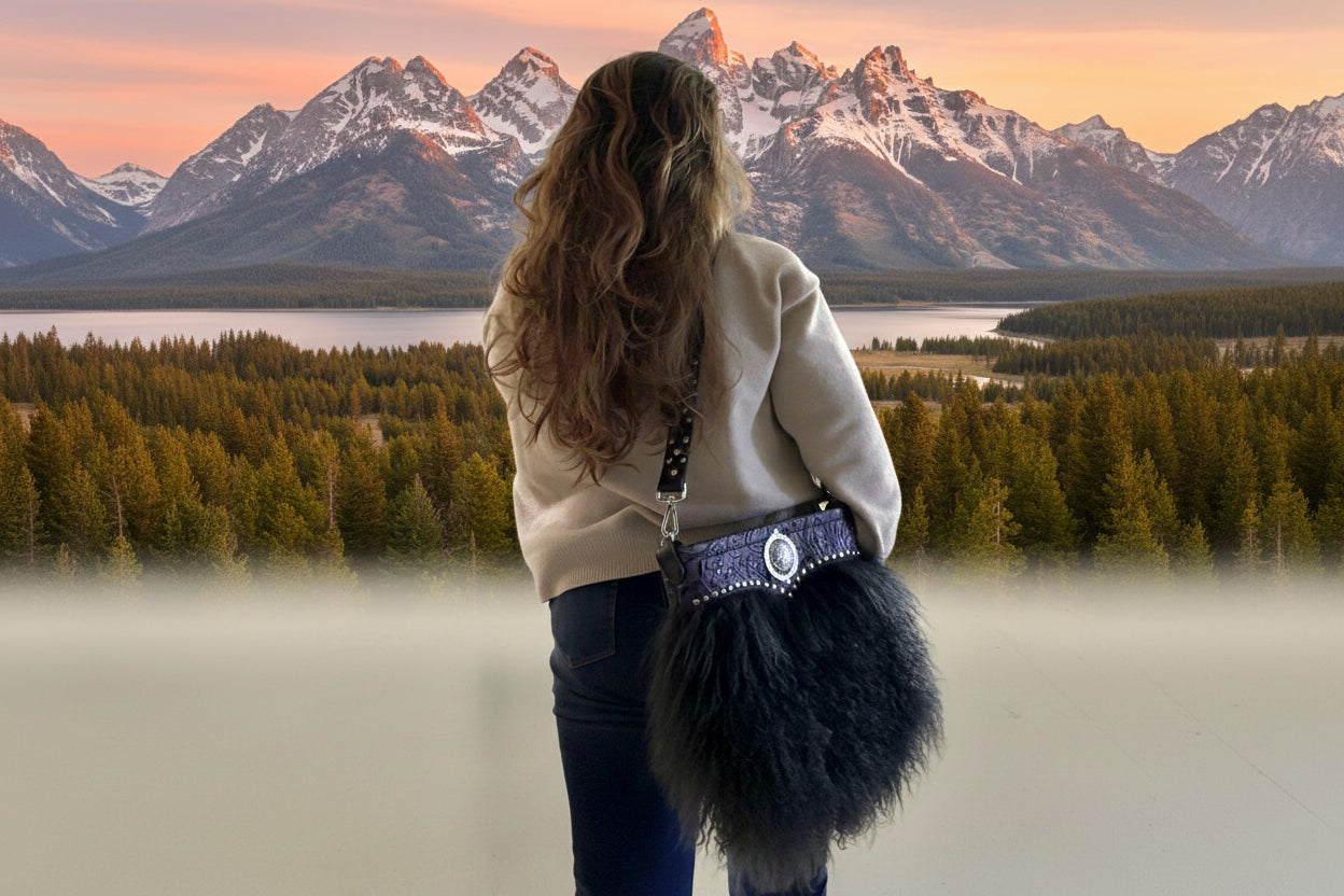Nordic Nightfall - With embossed purple leather and Icelandic Sheepskin